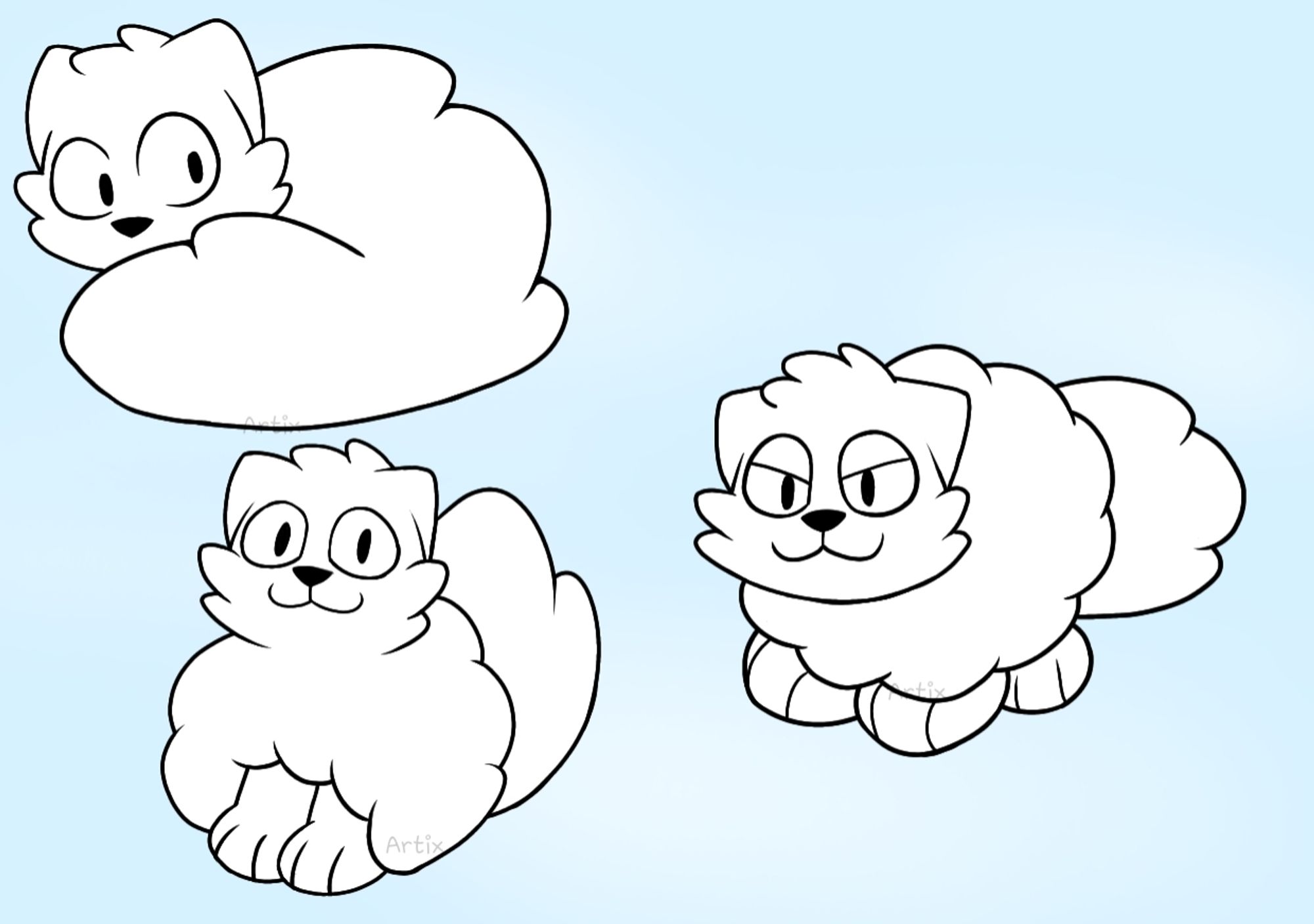 3 REALLY fluffy arctic foxxes