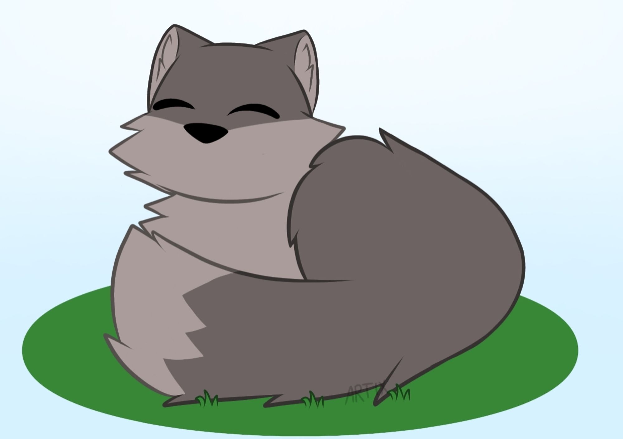 Curled up arctic fox (with summer coat)