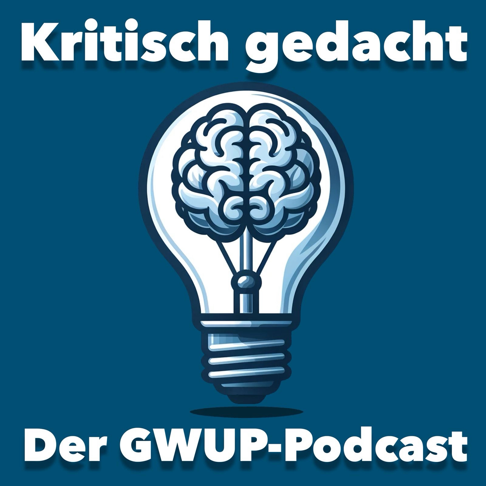 Kritisch gedacht: der GWUP-Podcast. (Logo: Gehirn in Glühbirne)