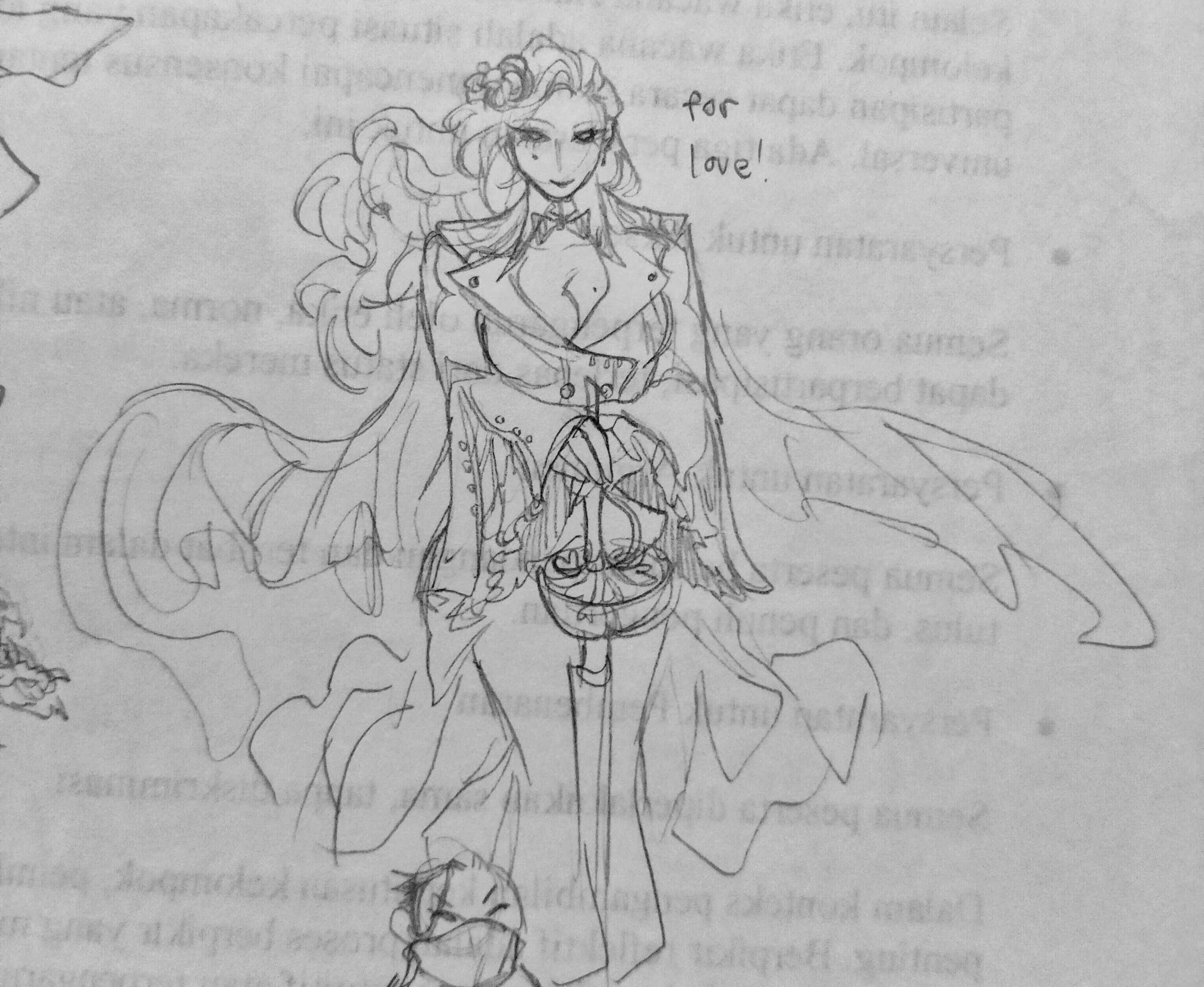 Gijinka of Mimosa. Her clothing inspiration is a wedding gown and tux wwww like a mix of two outfits.