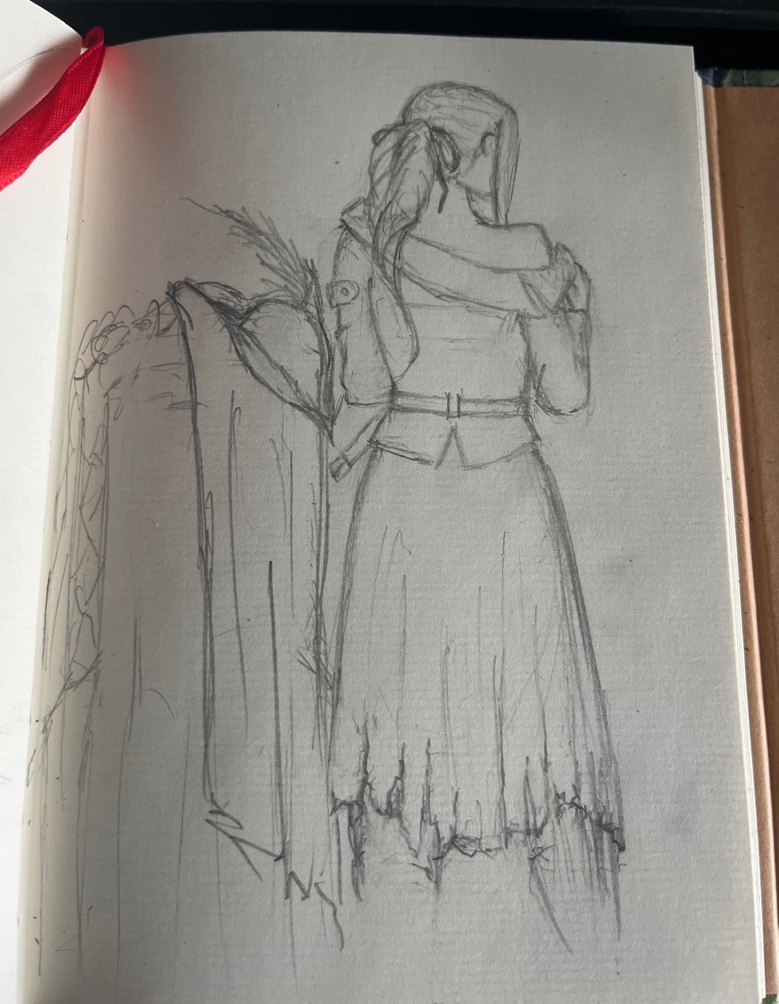 Drawing sketch of Lady Maria getting undressed