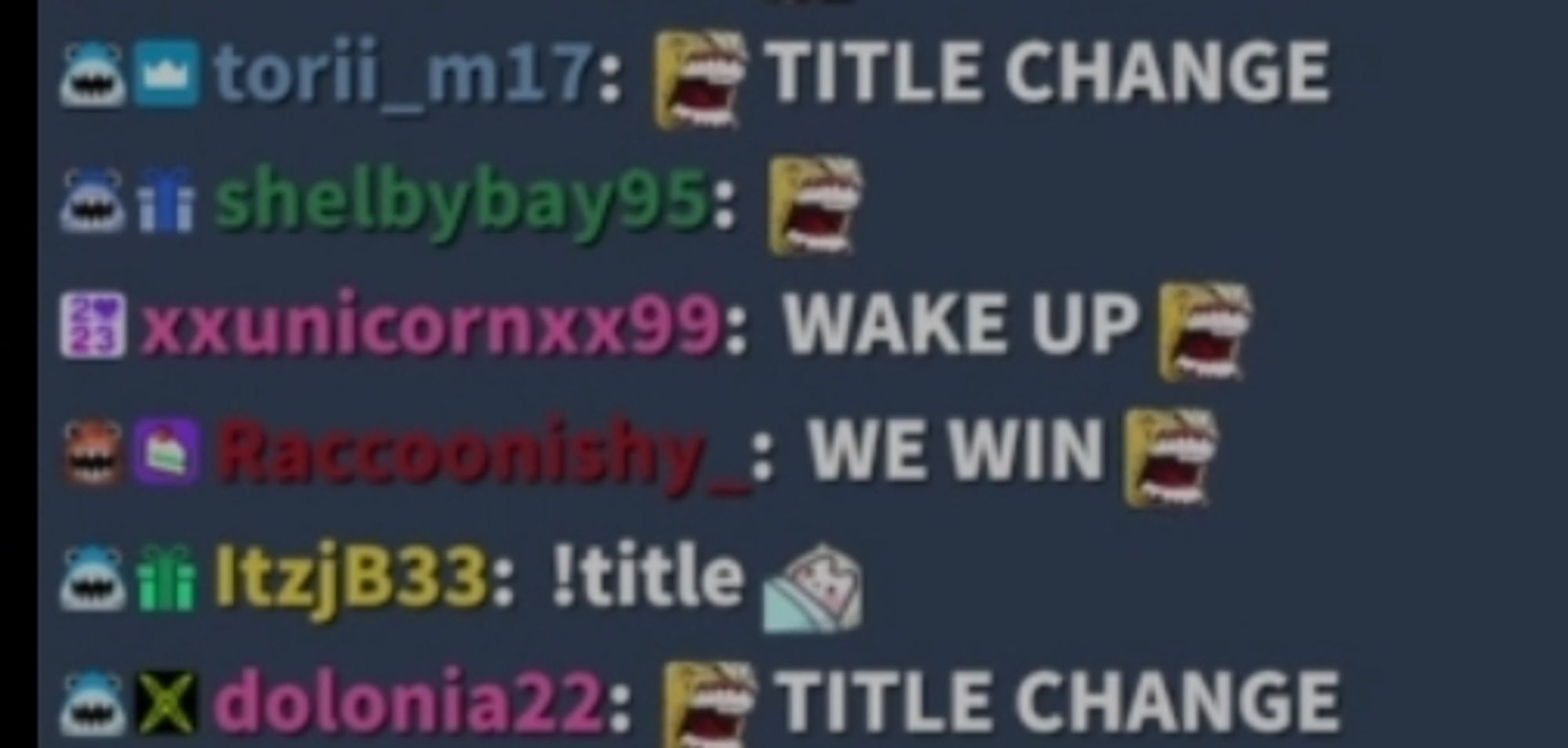 Zoom in on the chat from previous screenshot. Two messages say "WAKE UP" and "WE WIN"