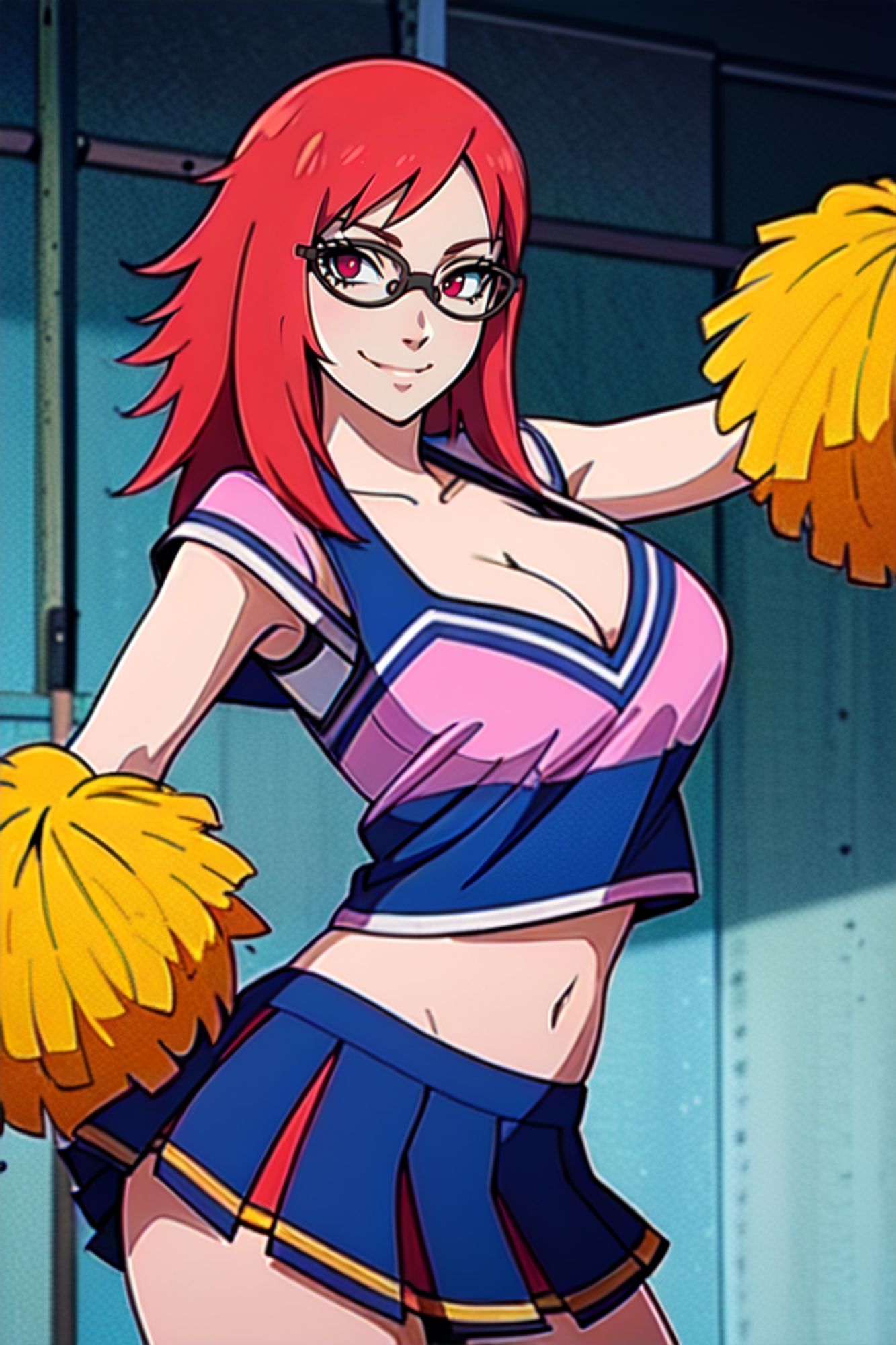 Karin Uzumaki in a cheerleader outfit