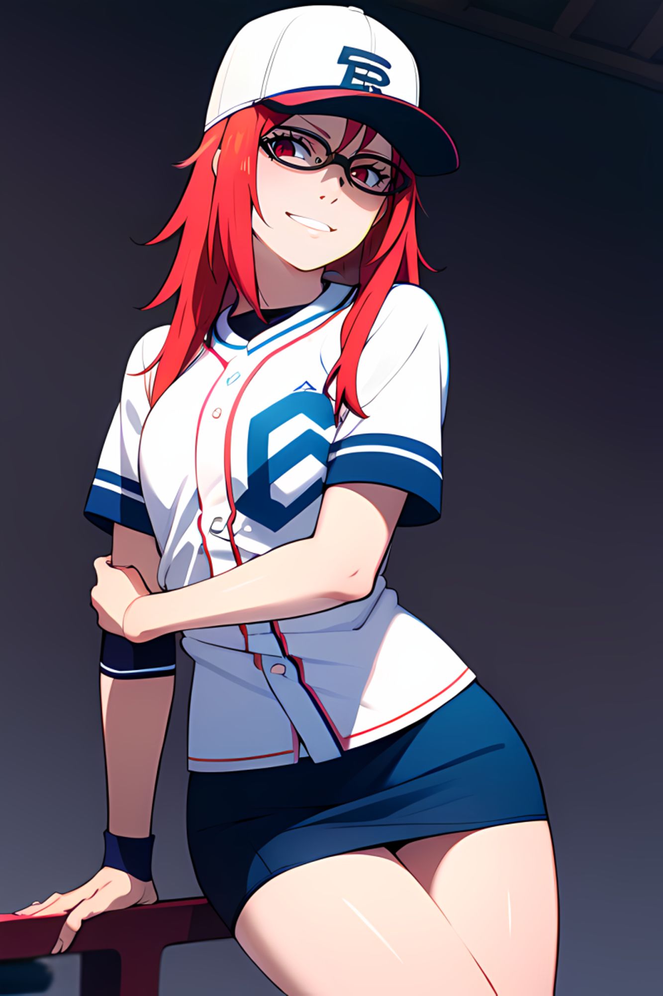 Karin Uzumaki in a baseball uniform