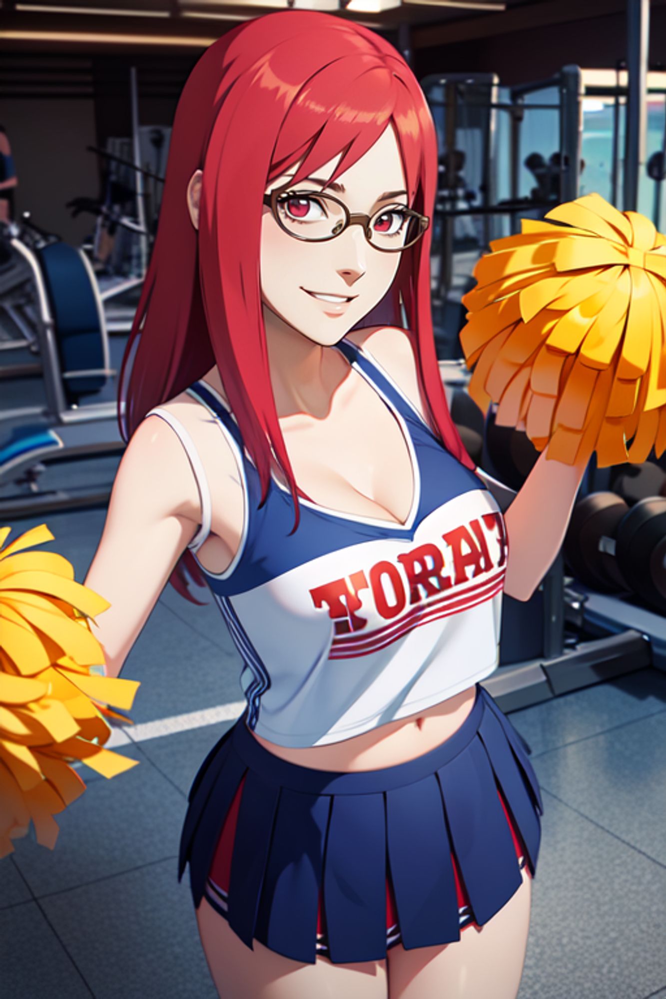 Karin Uzumaki in a cheerleader outfit