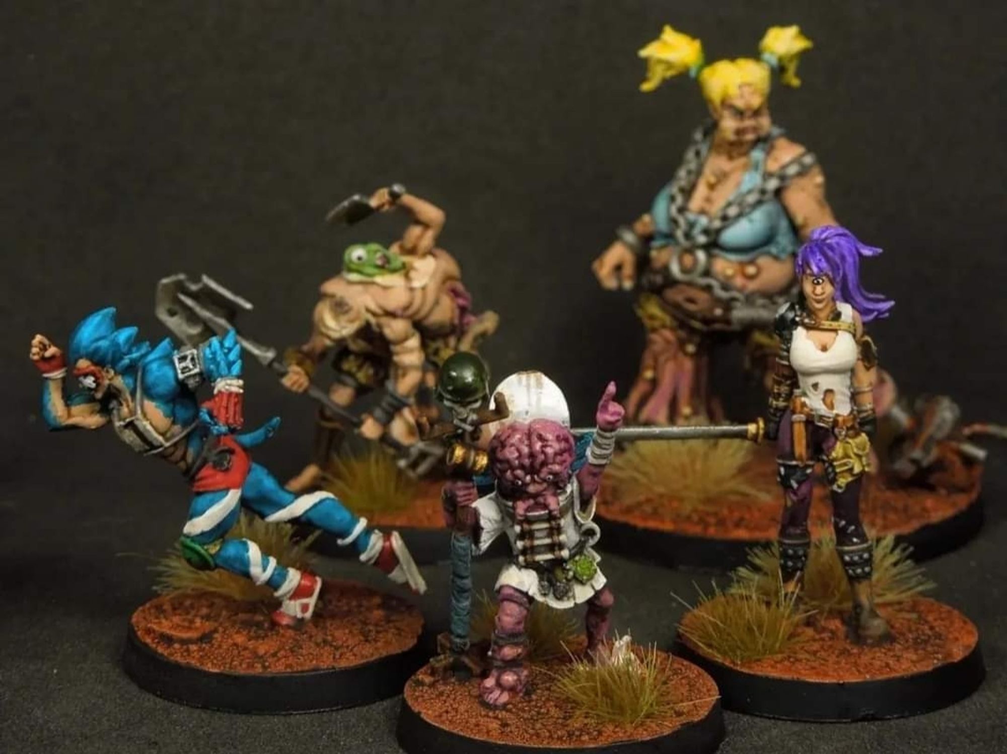 Los 5 mutardos de la caja de inicio de Punkapocalyptic pintados