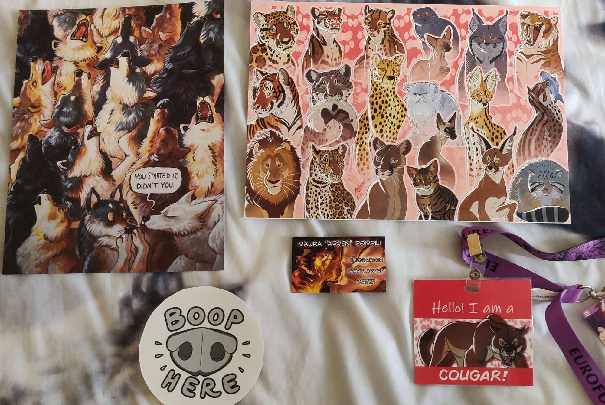 Prints, badge and stickers from @arven.bsky.social