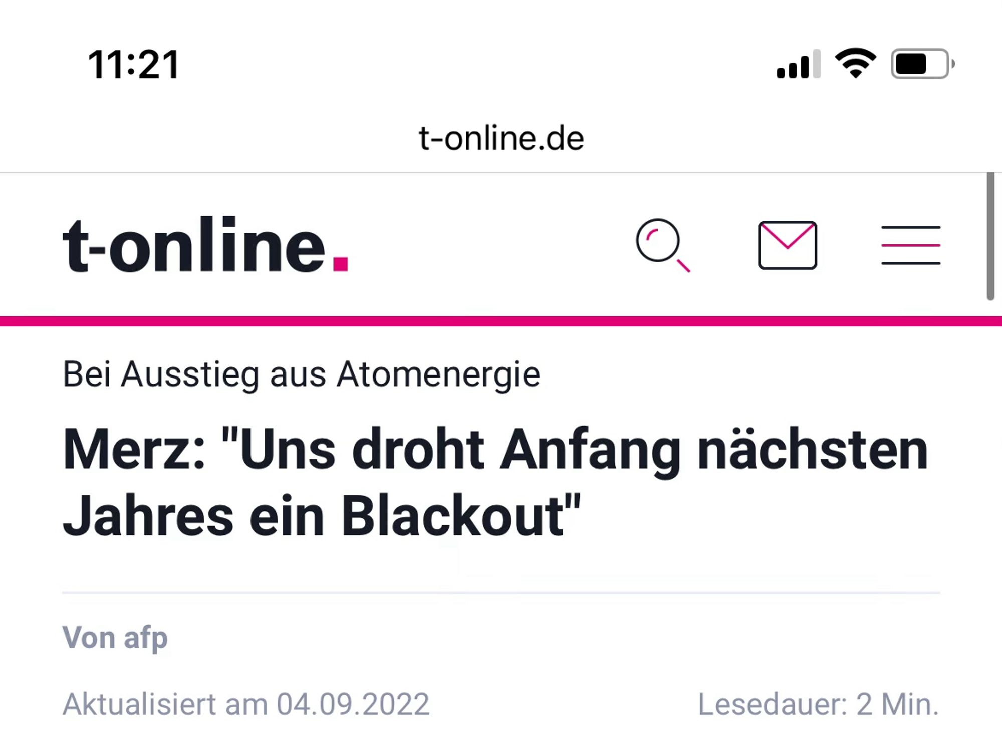 Friedrich Merz, der meint kanzlertauglich zu sein, warnt für den Winter 2023 vor Blackouts in der Stromversorgung