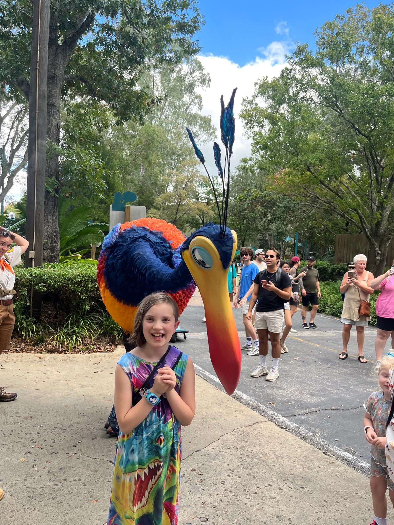 Kid being haunted by a giant bird puppet.