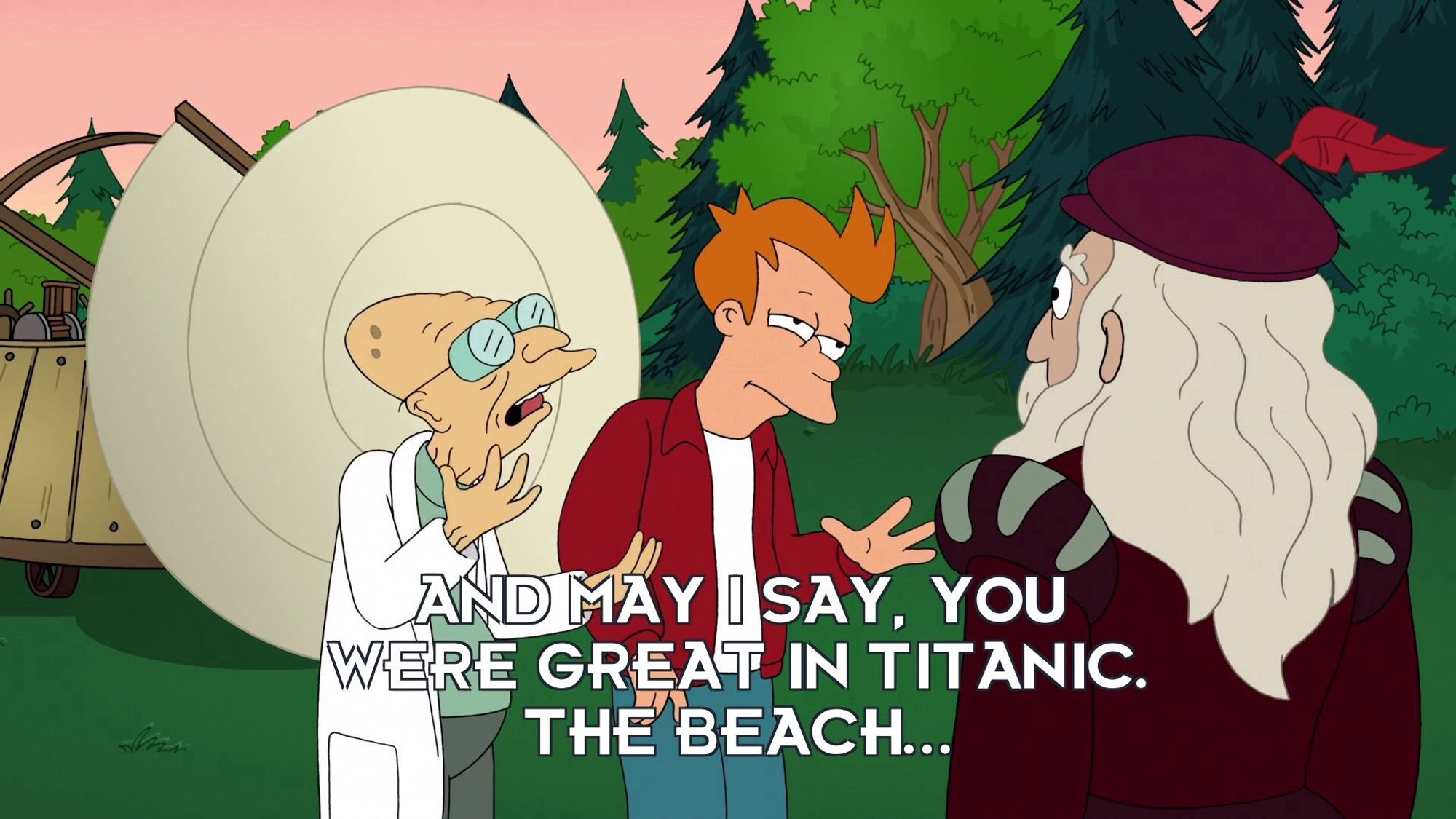 Fry from Futurama compliments Leonardo DiCaprio on his body of work.