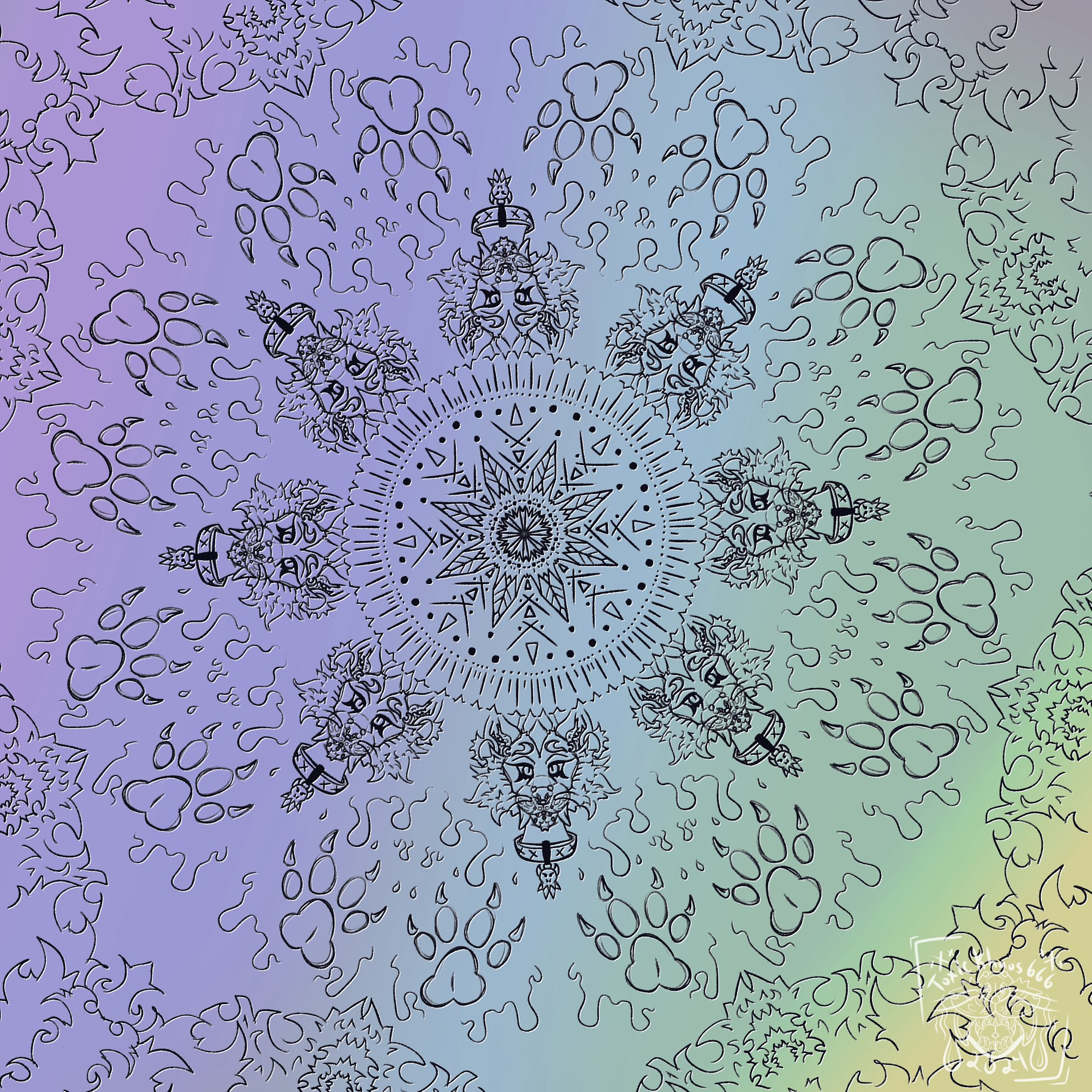 #kaleidoscope #doodle #art #dogitalart #furry #furryfandom #anthroart #pwas #pawprint #acid #drip #patterns #pattern