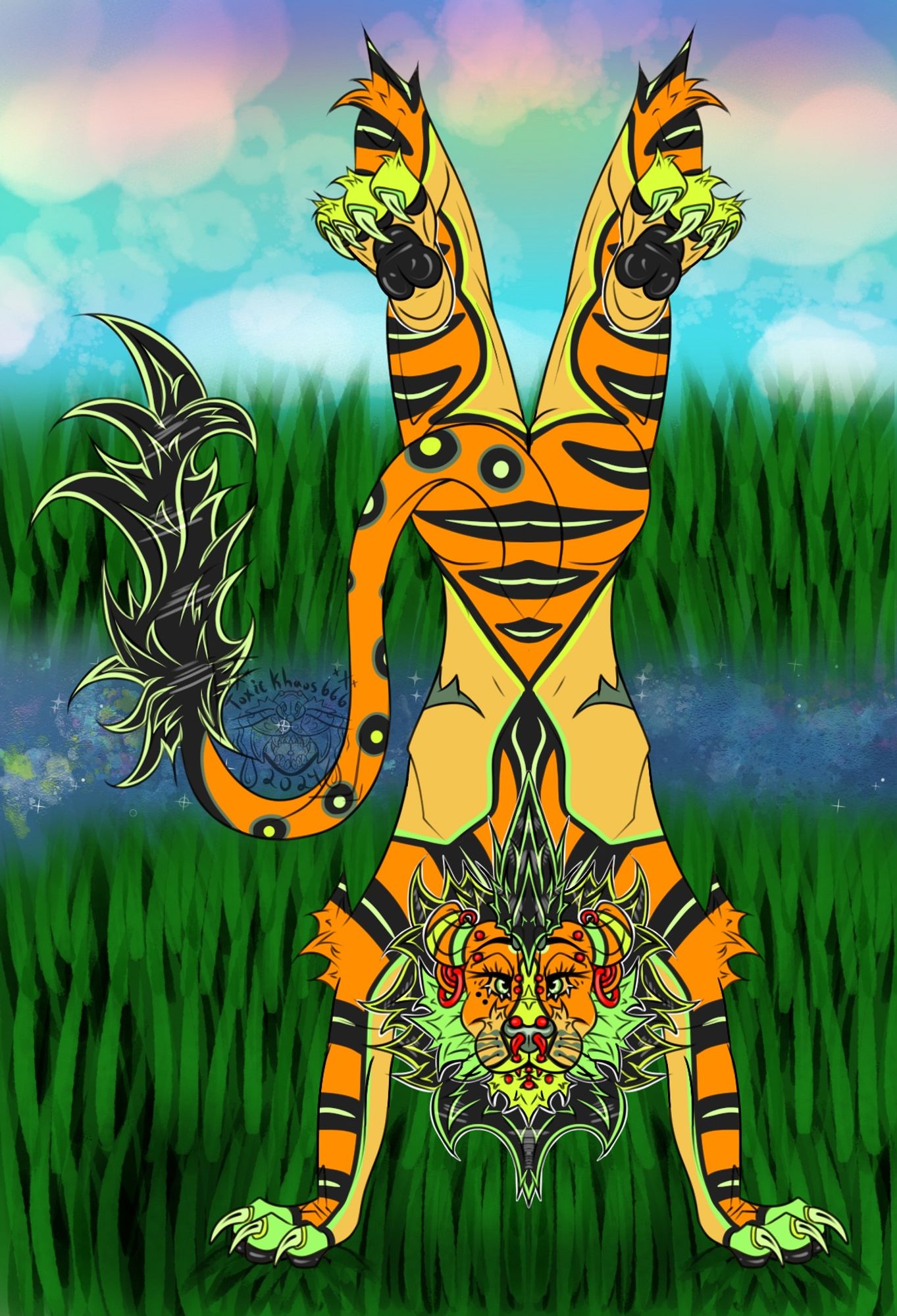 #furryart #anthroart #symmetryart #sonaartwork #illustration #nature #handstands #dynamicpose #digitalartwork