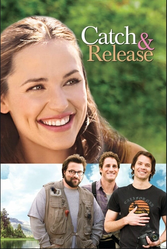 "Catch & Release" Jennifer Garner & the three men in supporting roles: Timothy Olyphant (her love interest), Kevin Smith, & Sam Jaeger. Juliette Lewis & Fiona Shaw round out the cast (not pictured). This film was a "flop" - not an easy sell, a supposed "romantic comedy" based on a woman mourning the death of her fiancé & falling in love with his best friend... It's just a slow, funny, touching story. It also has the hottest goddamned kiss in the history of cinema, in my opinion. I have often turned on this film & forwarded to that scene JUST to watch that kiss. Several times. You know... just to remind myself what a proper fucking kiss is supposed to be like. Since I haven't been kissed since the fucking Obama Administration... Excuse me. I'll be right back. 

Yeah. That is one GREAT MOTHERFUCKING KISS.