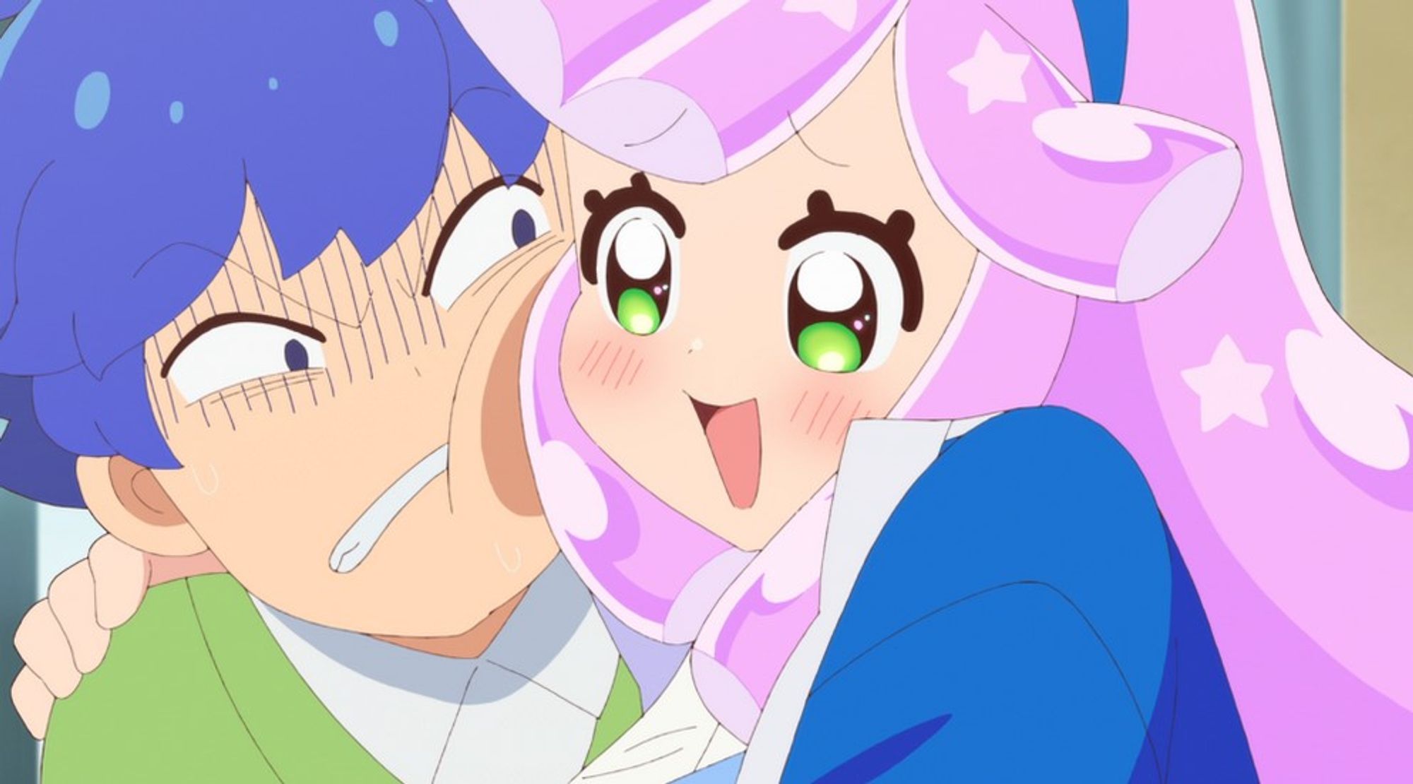 Puniru squishes herself against Kotaro's face