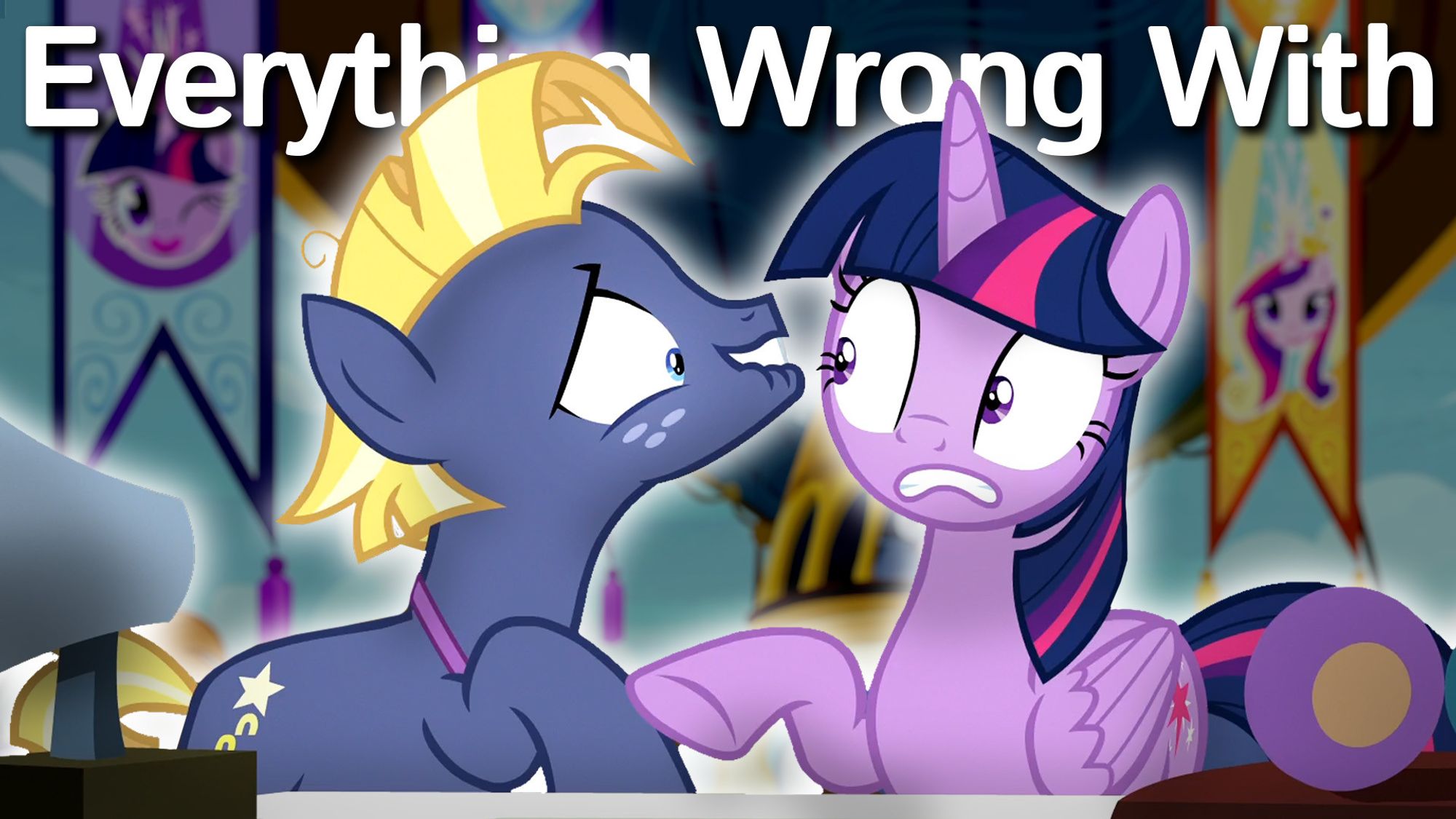 YouTube video thumbnail showing Star Tracker invading Twilight's personal space awkwardly.