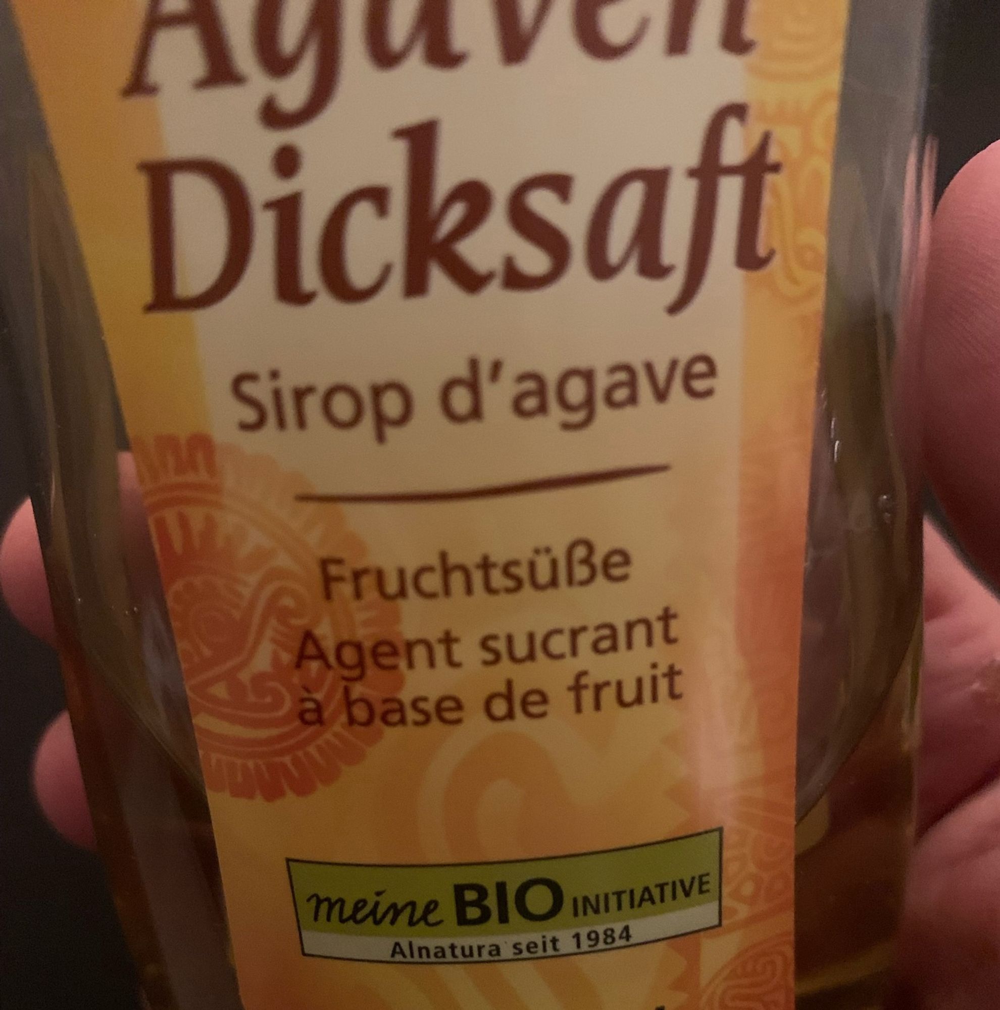 a bottle of organic sweetener, labeled in the native german as Dicksaft *slight smirk*