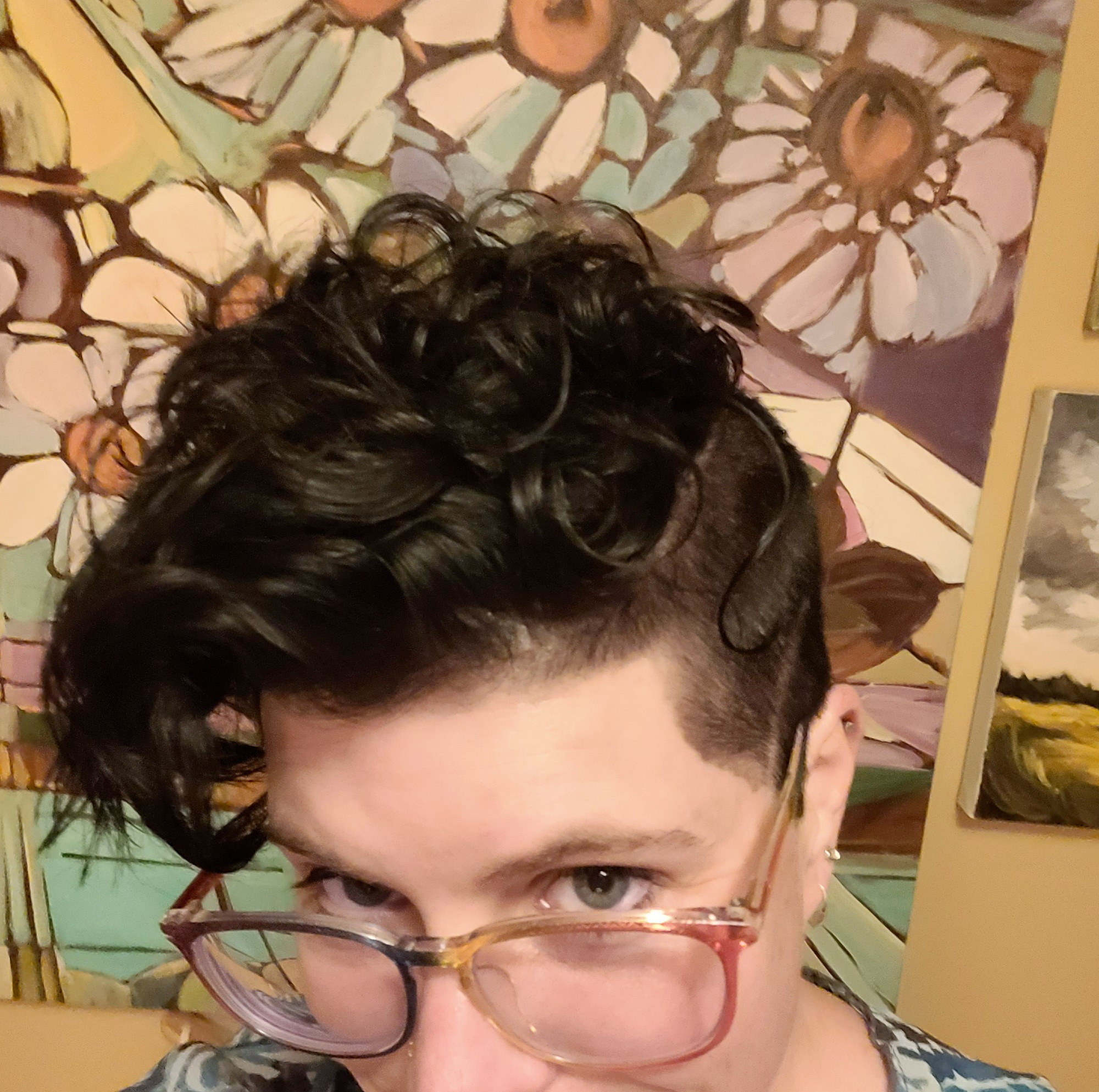 New haircut, view of curls on top.