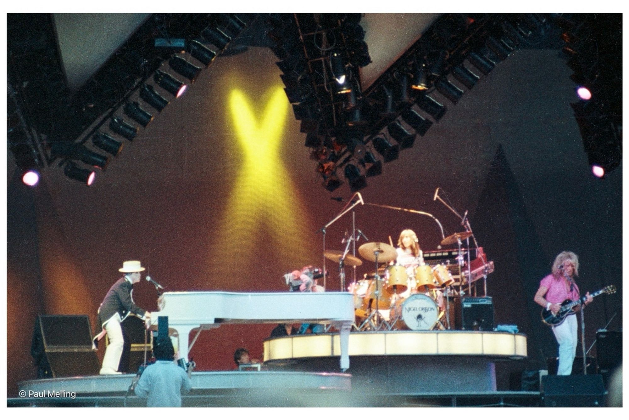 Elton John at Wembley Stadium where he was headlining the Summer of 84 Concert.