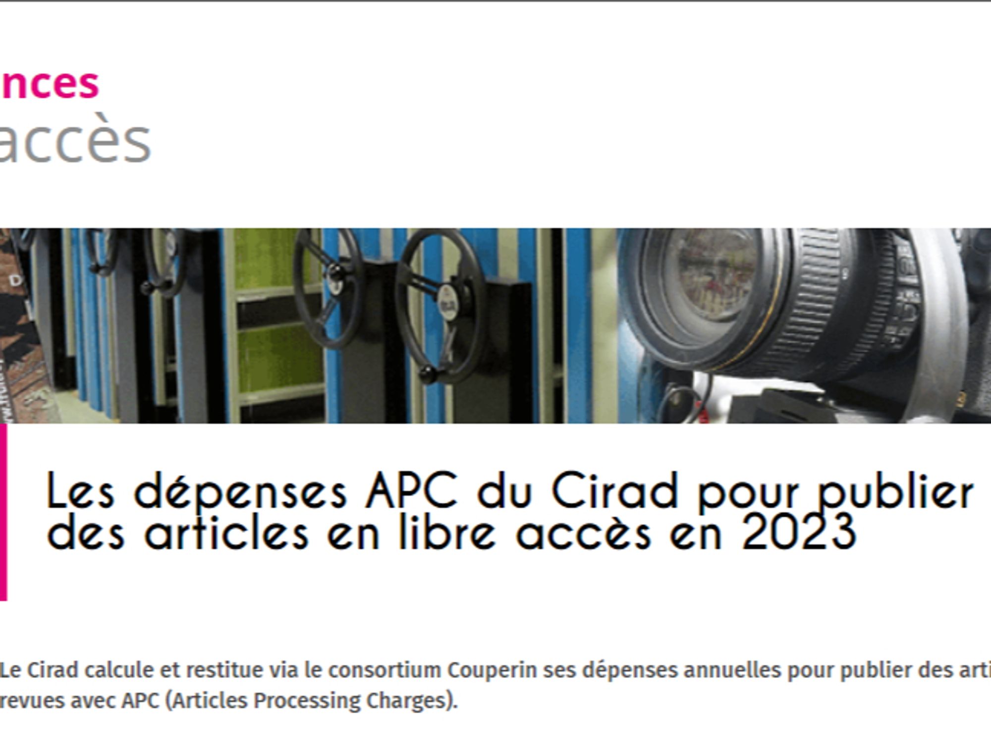 Portai lCirad du libre accès - dépenses APC