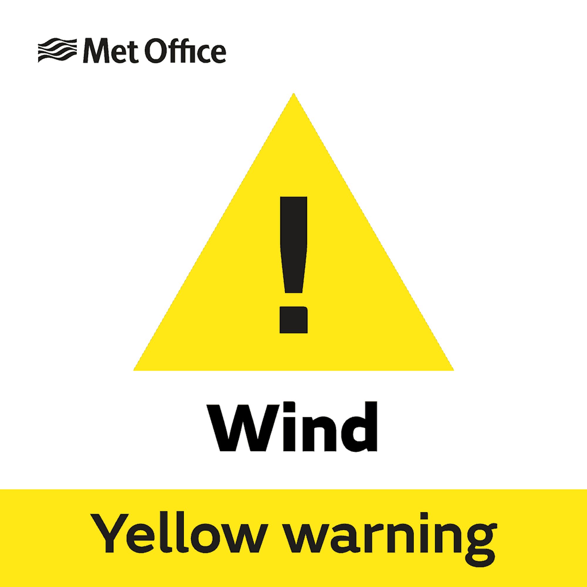 yellow wind warning from UK's Met Office