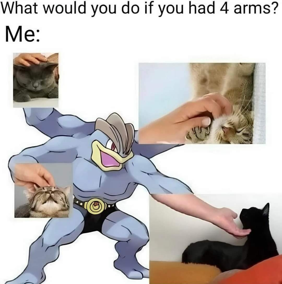 It's a Machamp petting a bunch of kittens 