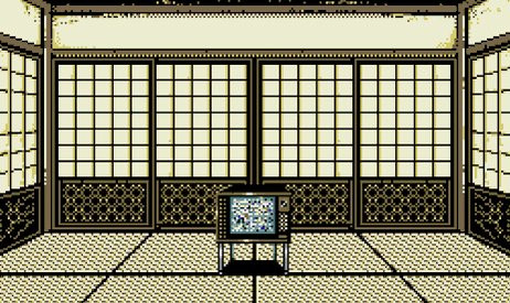 Screenshot from Ugetsu Kitan.
A tatami mat room with a single fuzzy crt, ominously buzzing.