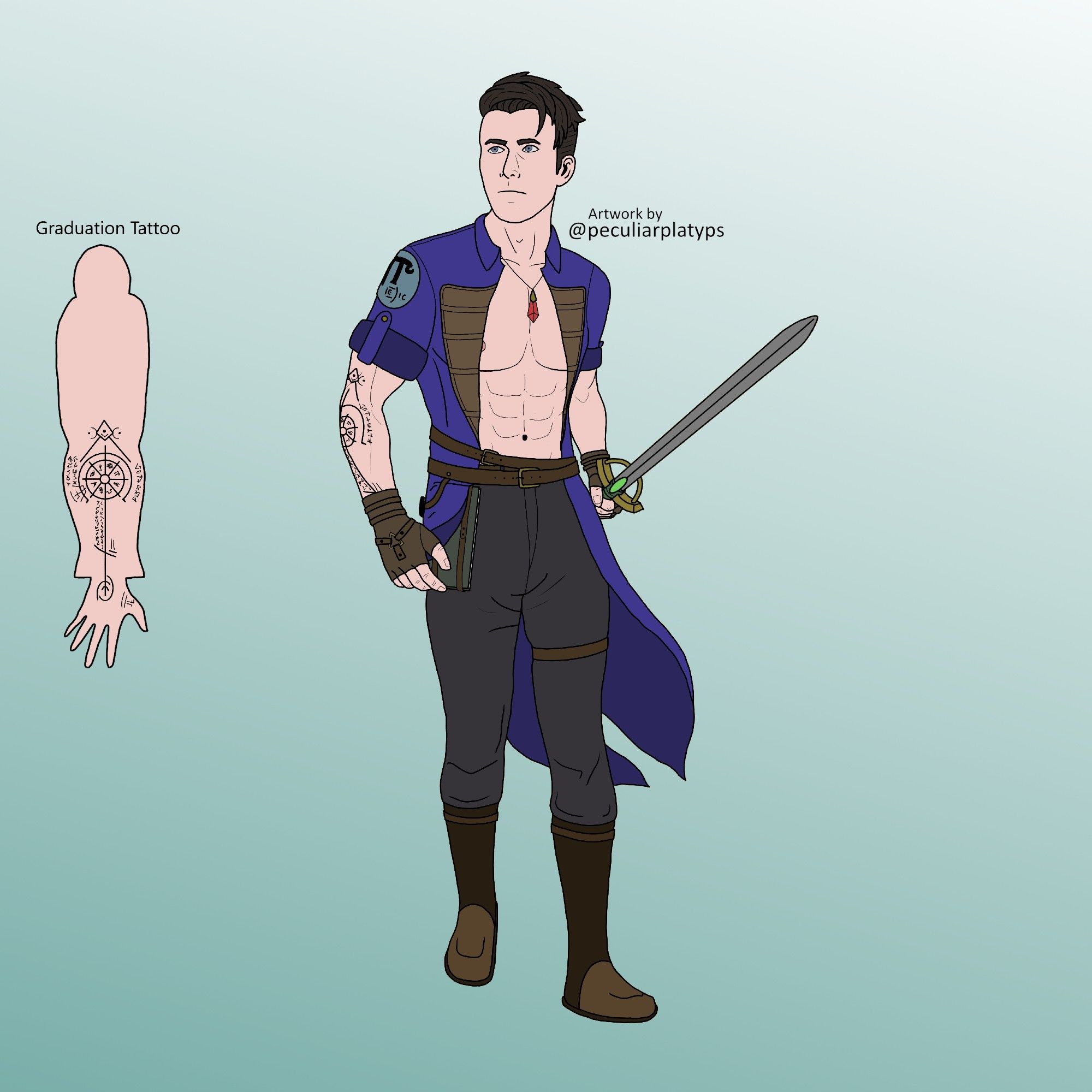 Art of peculiarplatyps' DnD OC Jared (human bladesinger wizard).