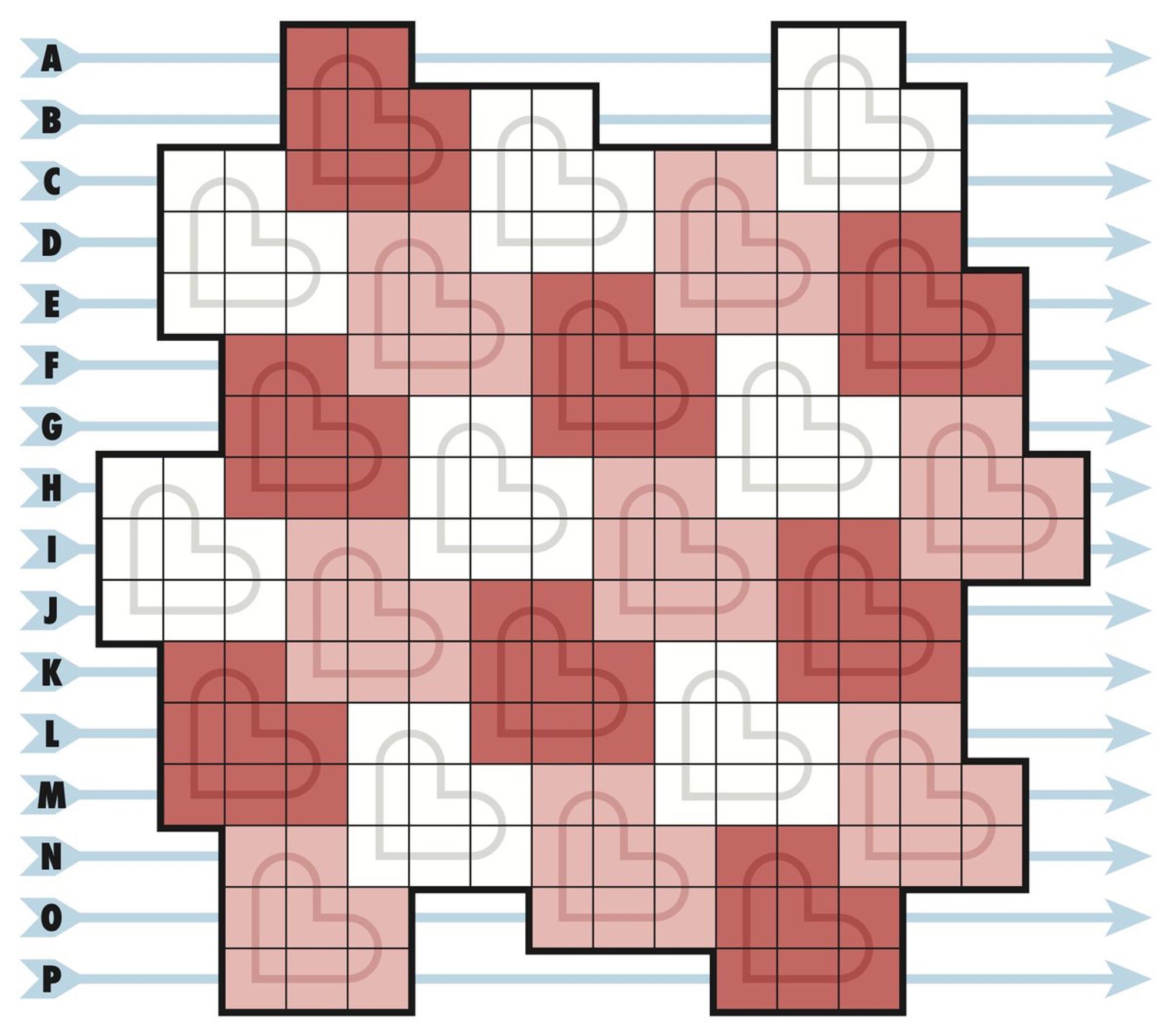 Blank grid for the “Hearts and Arrows” puzzle