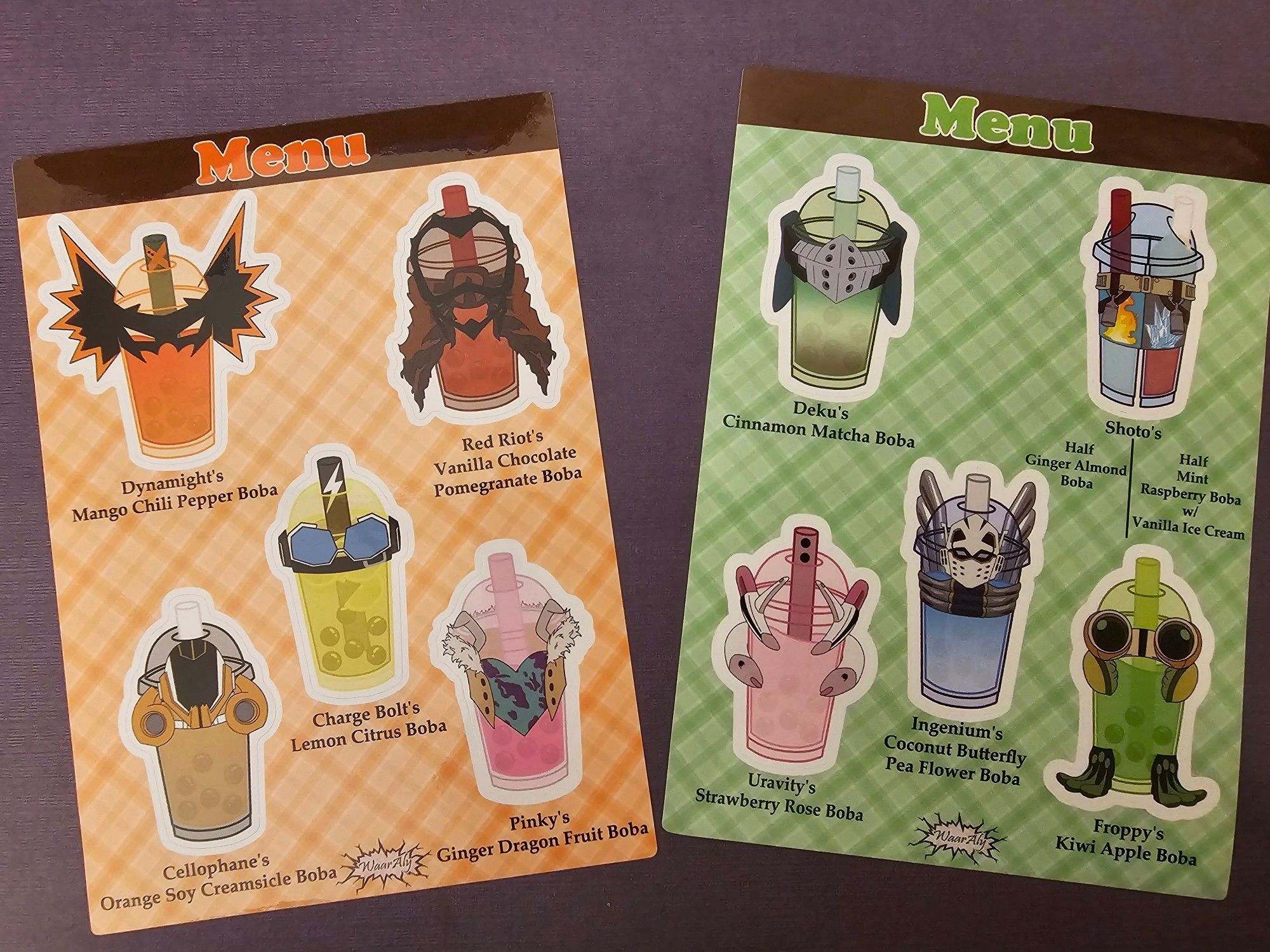 Bakusquad & Dekusquad Boba Menu Sticker Sheets