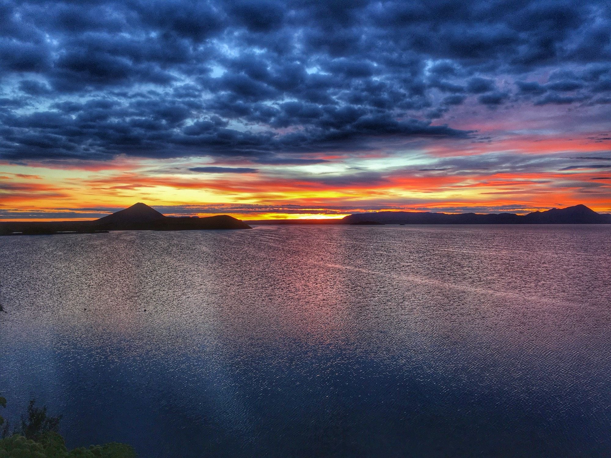 Midnight sun in Myvatn, Iceland