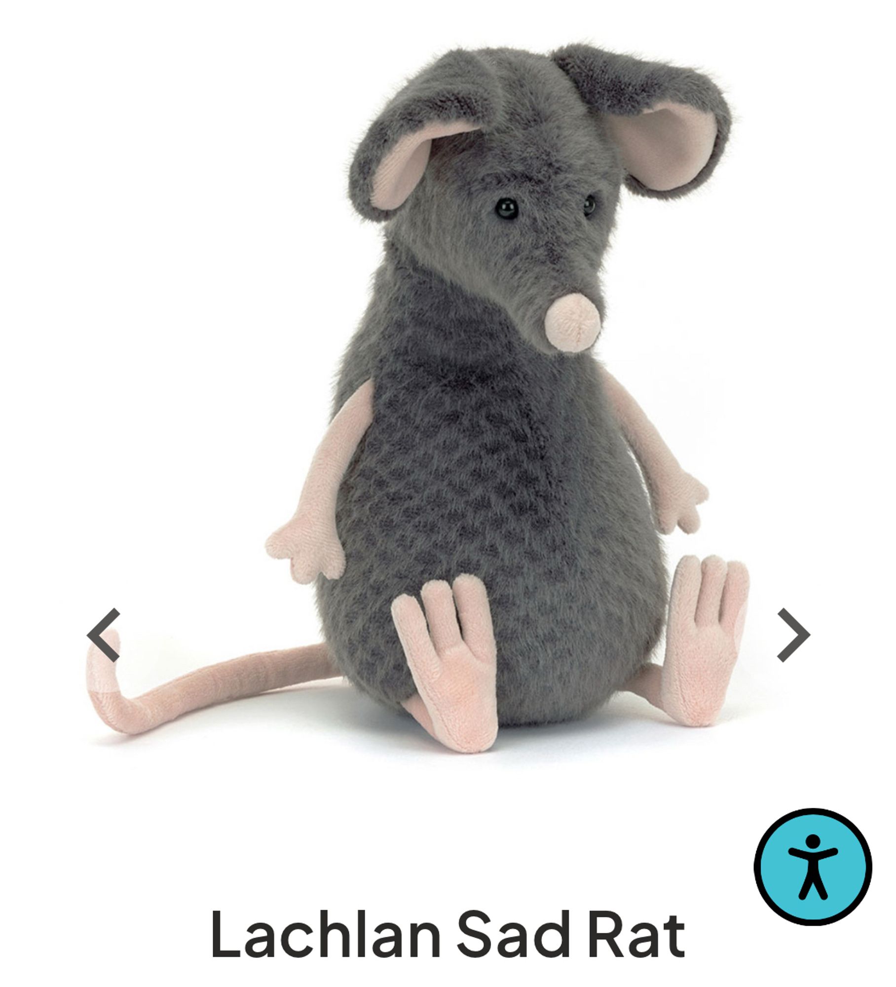 Lachlan Sad Rat : peluche de la collection Halloween de Jellycat.