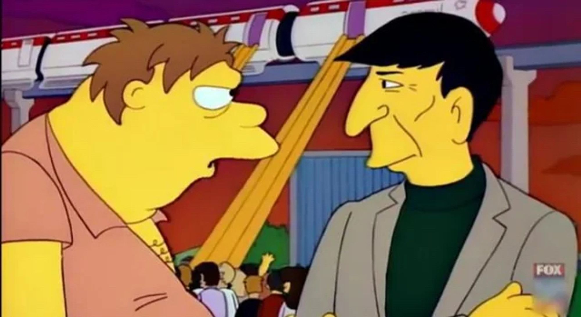 Barney telling Leonard Nimoy he didn't do anything in front of the Monorail in The Simpsons.