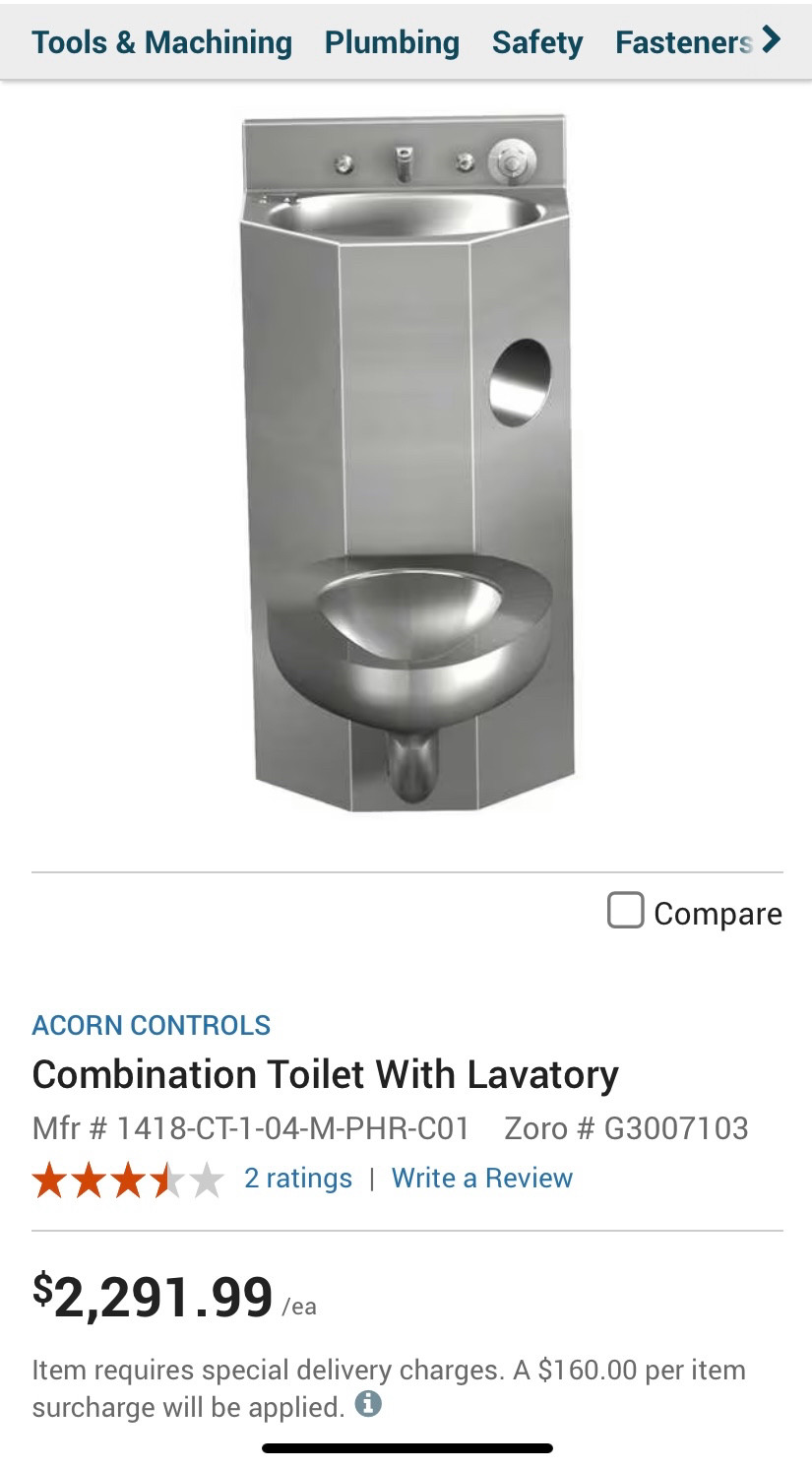 Toilet to the side for extra $400