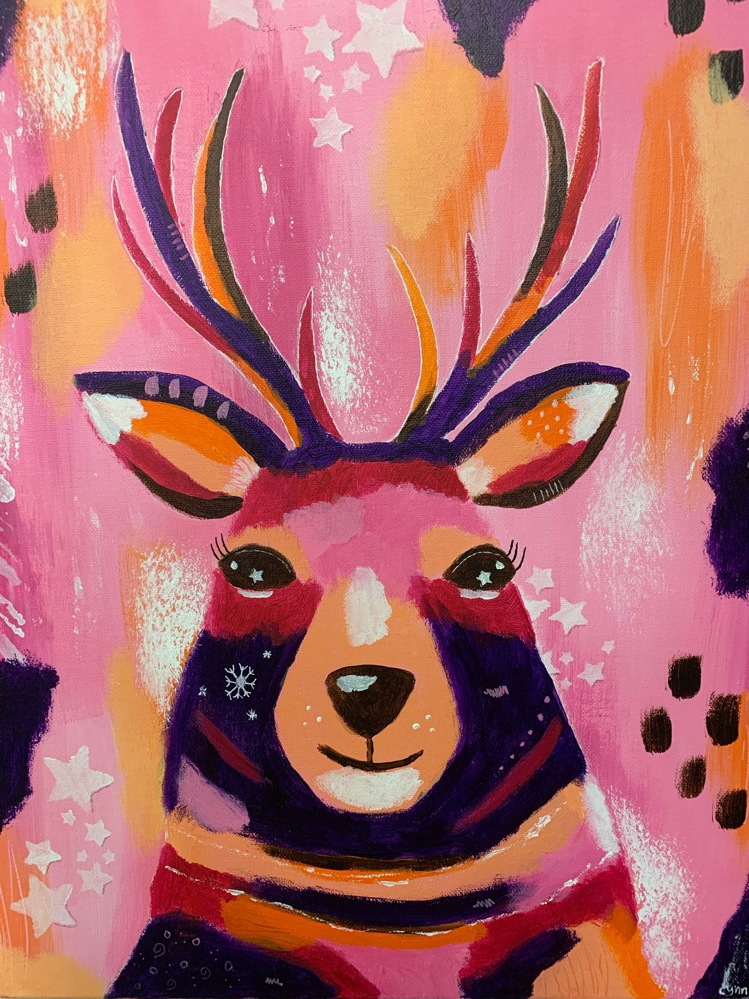 A pink and purple deer