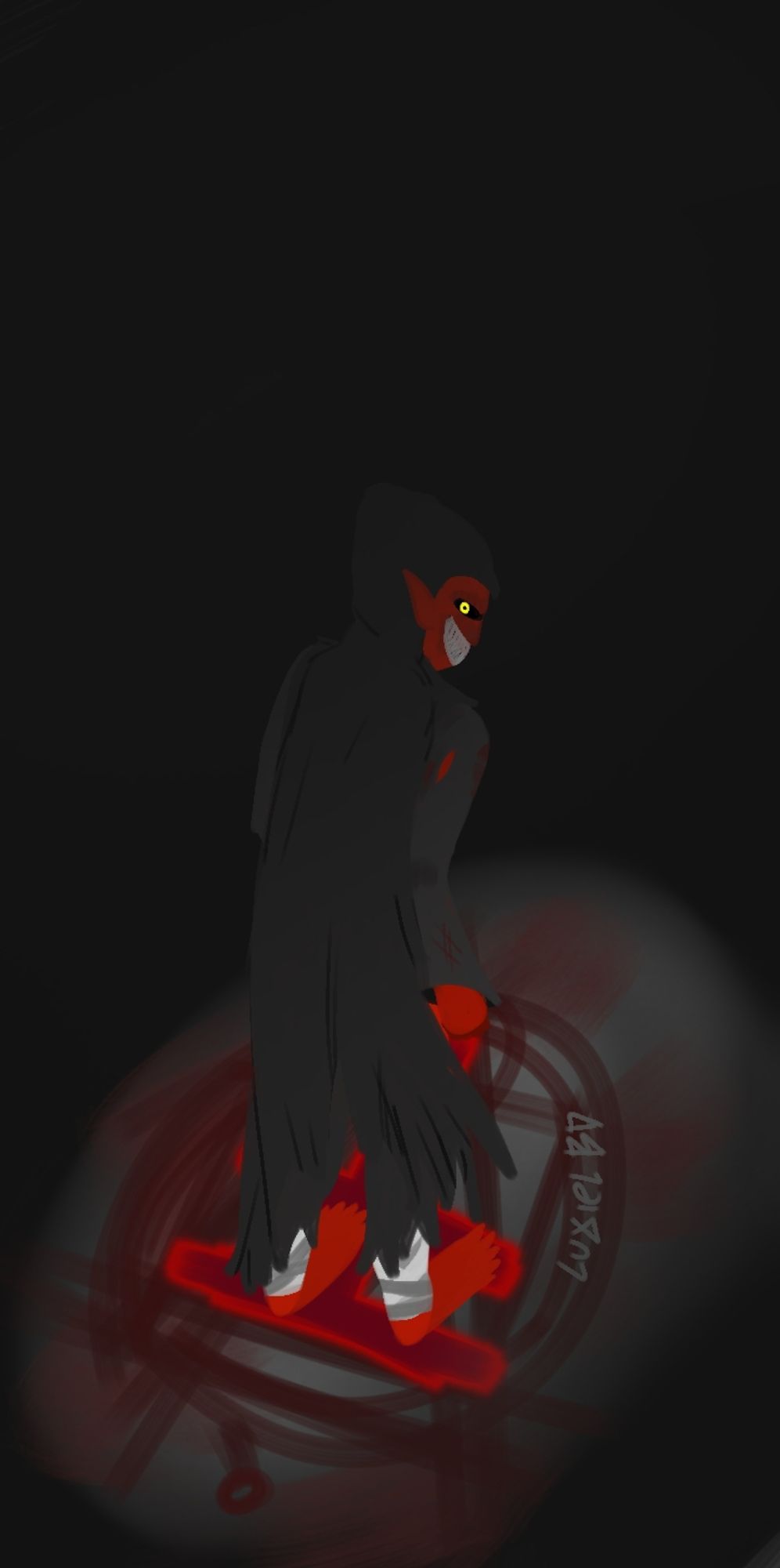 Um desenho do personagem Diabo, de Ordem Paranormal