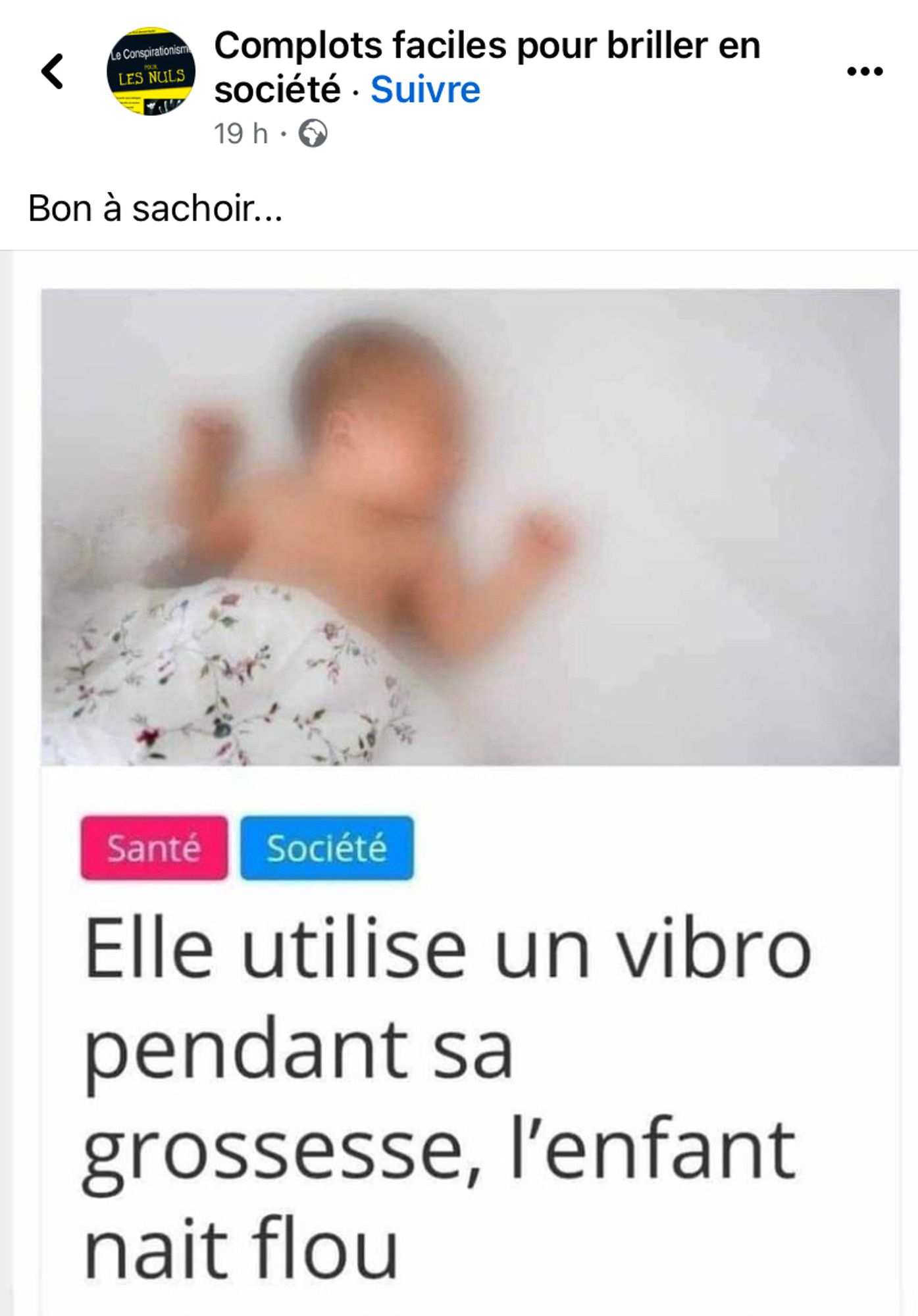 Article avec une image de bébé floue.