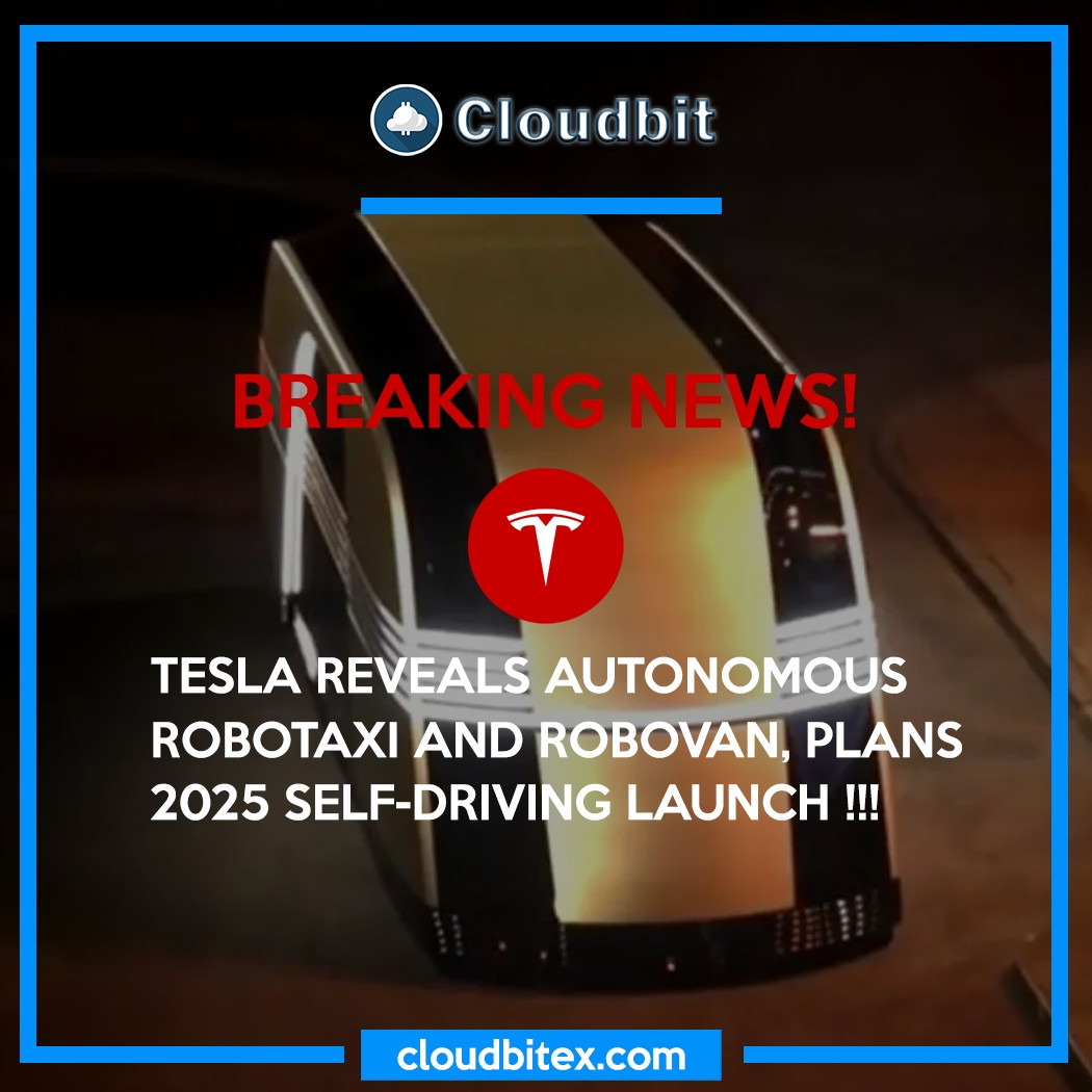 📣 Breaking News: Tesla Reveals Autonomous Robotaxi and Robovan, Plans 2025 Self-Driving Launch!

Source: https://decrypt.co/285760/the-future-should-look-like-the-future-elon-musk-says-at-robotaxi-reveal

🔔 Turn on post notifications

#Tesla #Robotaxi #Robovan #SelfDriving #AI #KI #Future