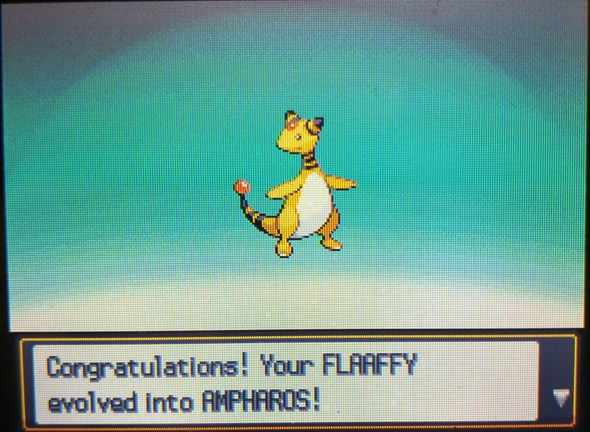 Pokémon HeartGold Flaafy evolved into Ampharos!