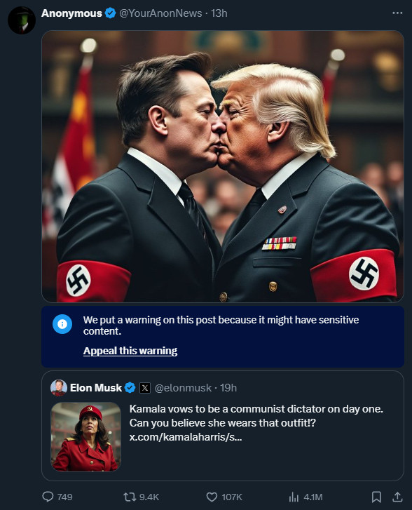 Elon musk and Donald Trump kiss