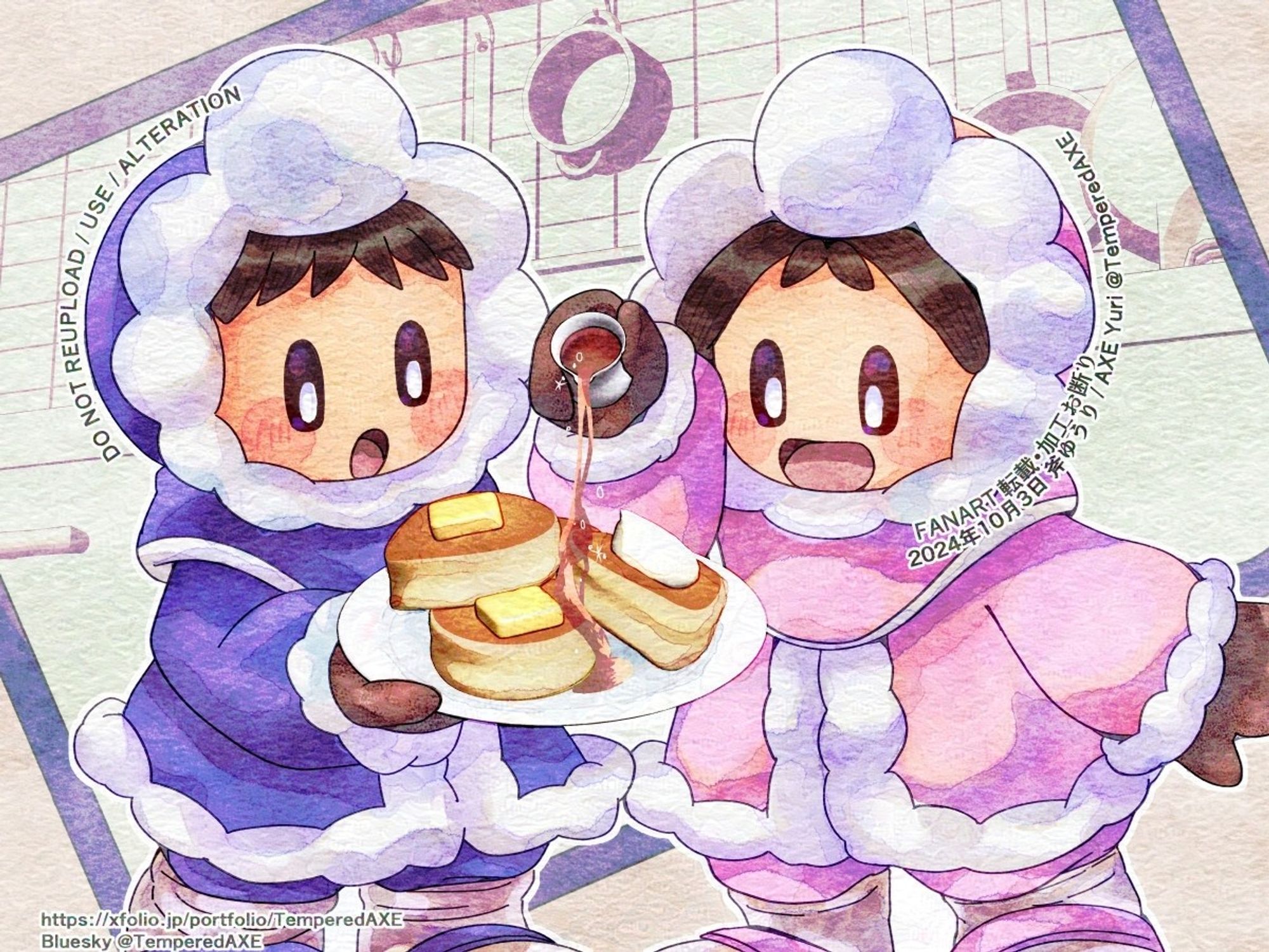 Fanart of Ice Climbers pouring syrup on pancakes