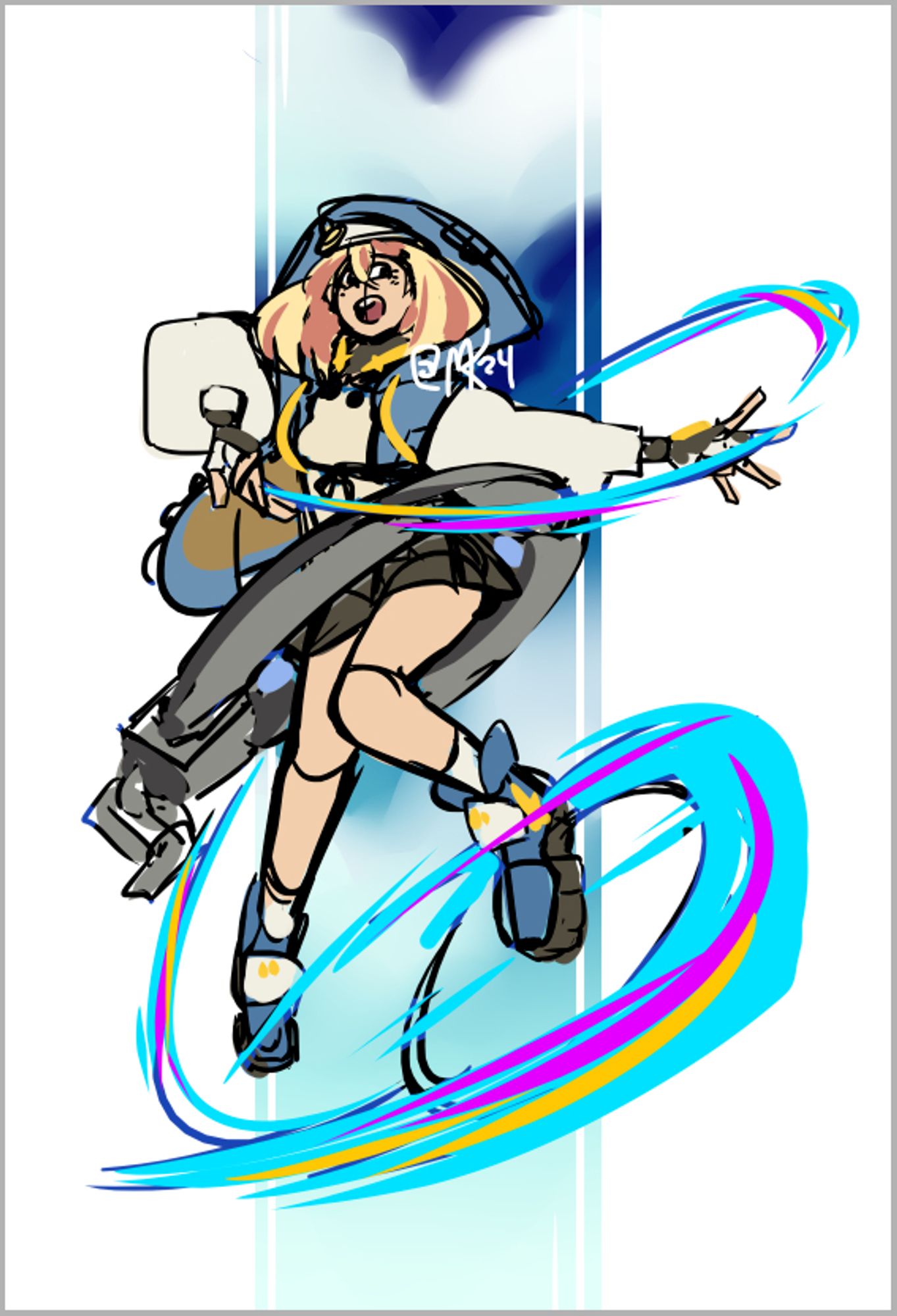 A rough digital sketch of bridget from guilty gear.