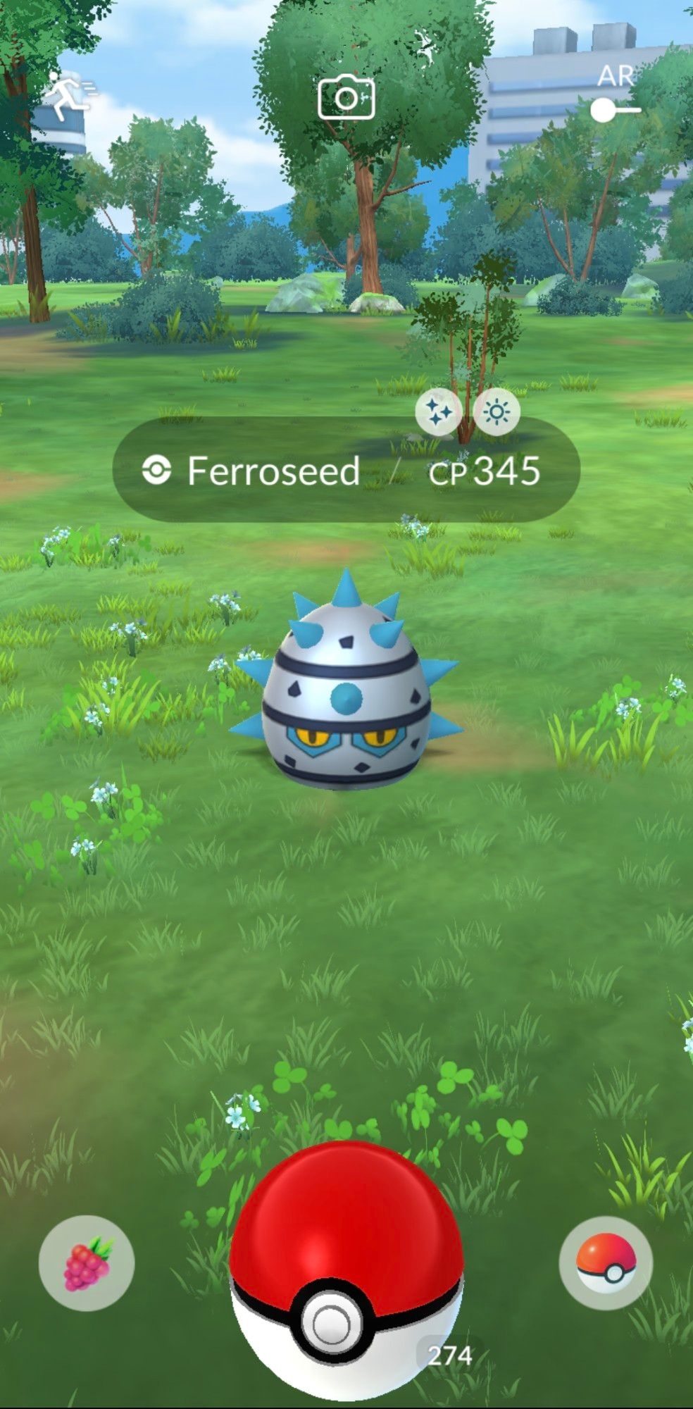 Screenshot of shiny Ferroseed in Pokemon Go