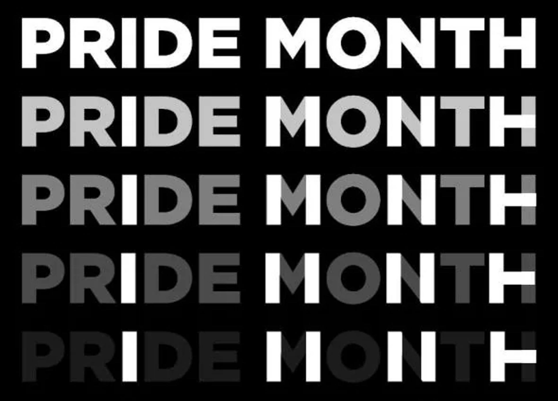 text with letters fading out:
PRIDE MONTH
TO
I II II I_