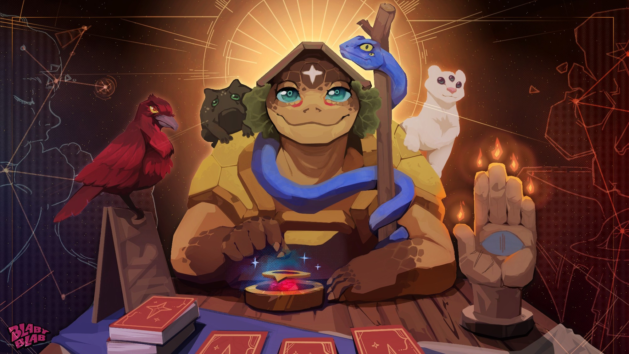 Tortle Fortune Teller with 4 animal companions accompanying her