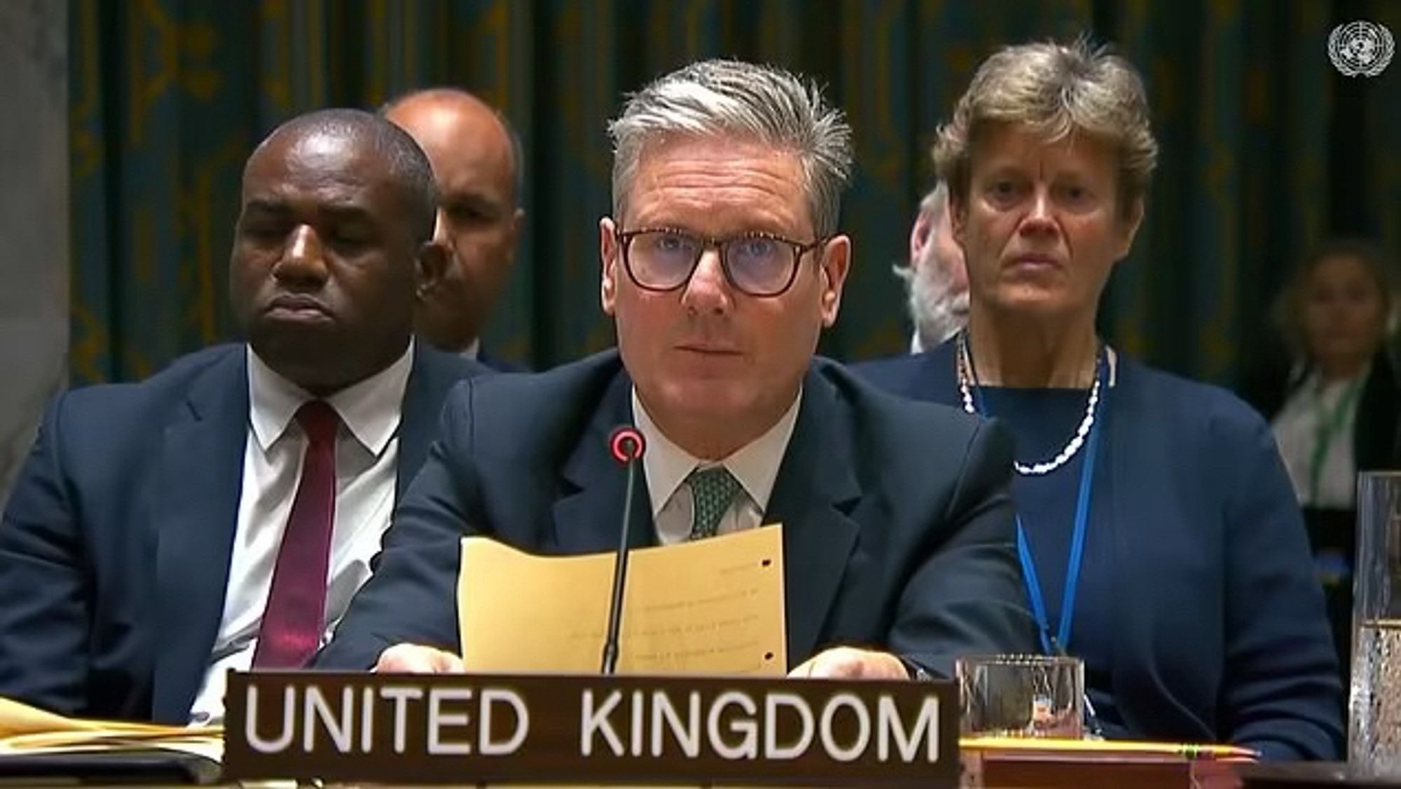 A photo of Keir Starmer addressing the UN in New York today