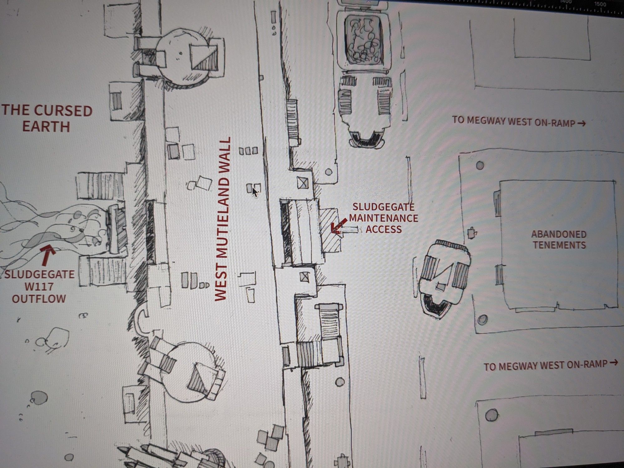 Work in progress - a map of part of Mega City One.