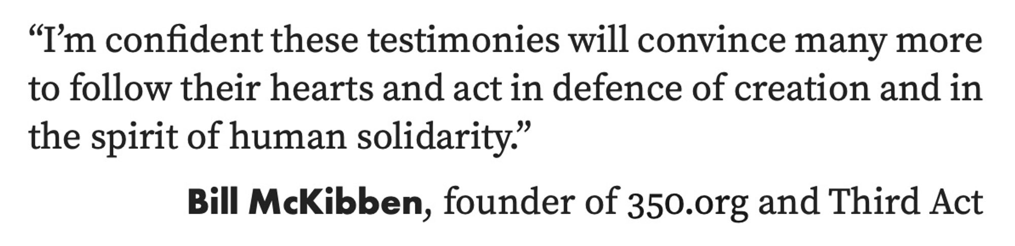 Endorsement from Bill McKibben of "Standing on High Ground"