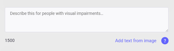 Mastodon Alt Text box with an "Add text from image" option that reads text embedded in an image and puts it in the Alt Text box.