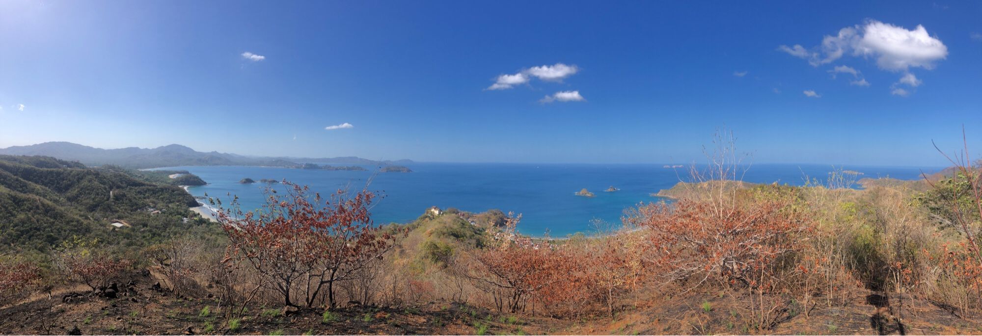 Panoramic view of a northern Costa Rica coastline from a mountain top