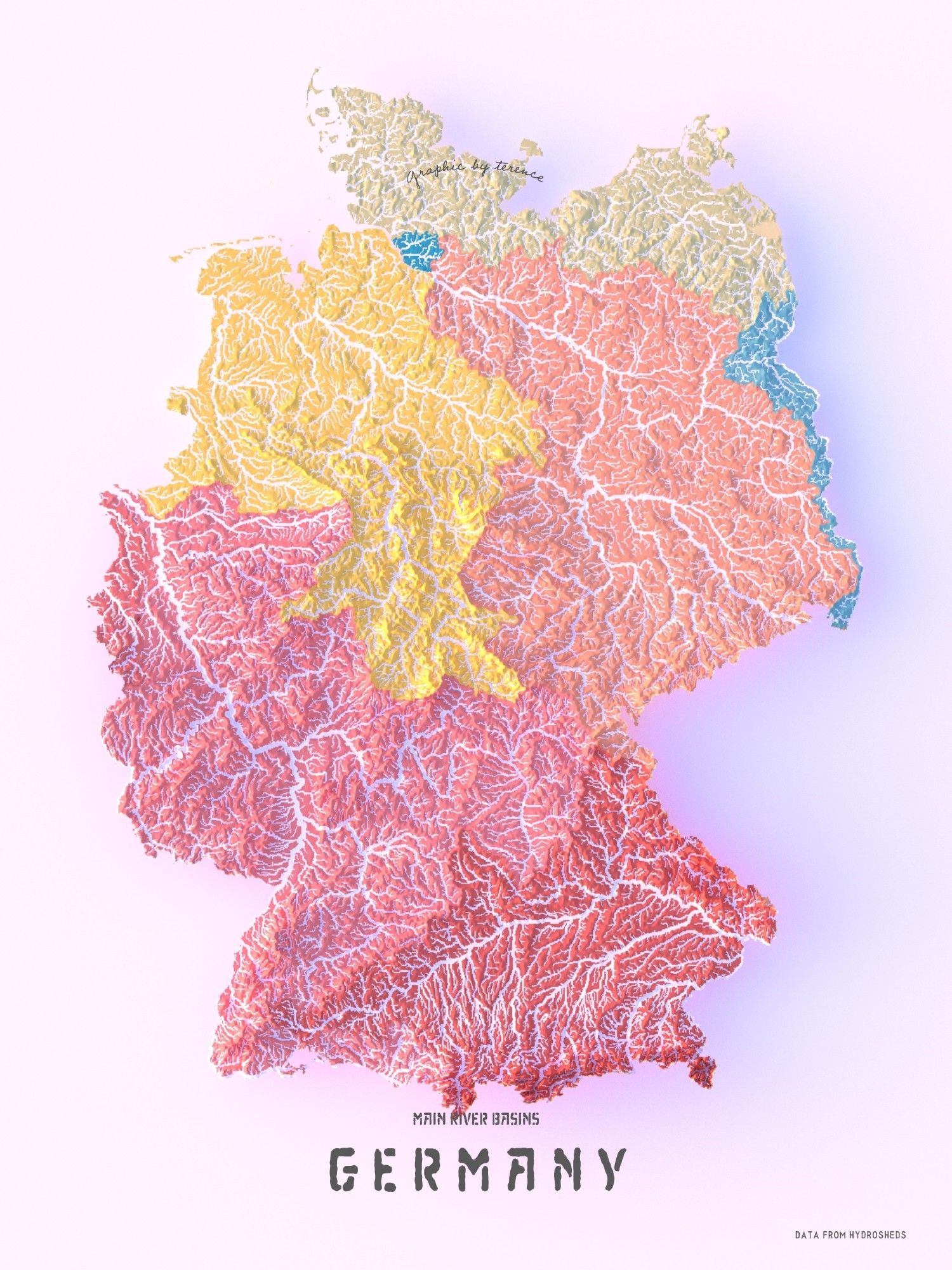 A visualisation of Germany's main river basins